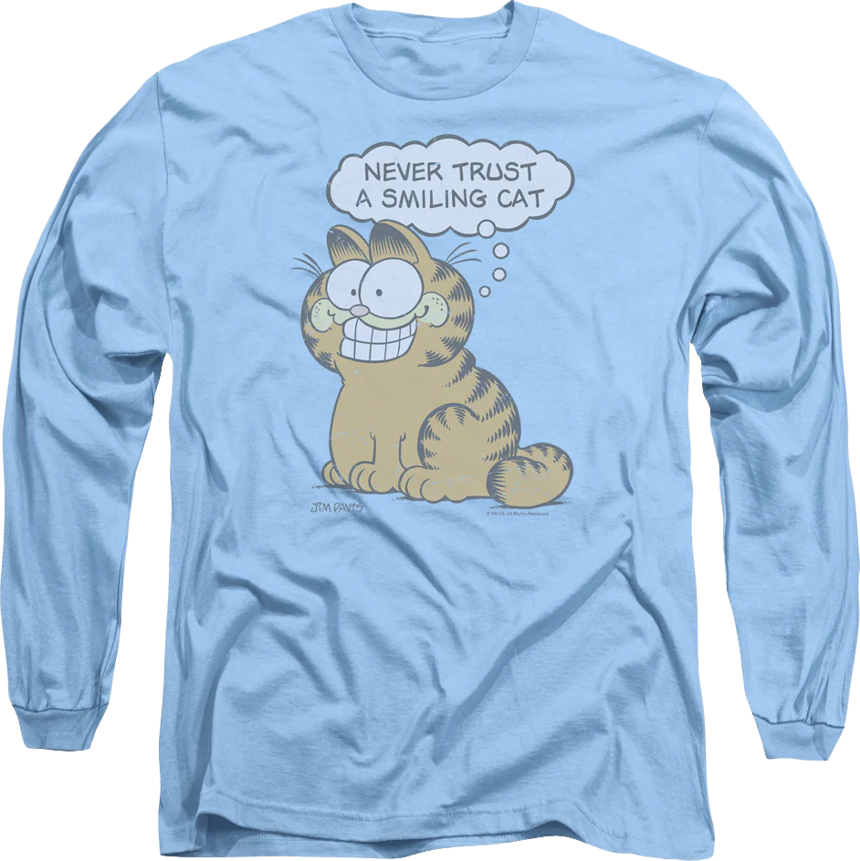 Never Trust A Smiling Cat Garfield Long Sleeve Shirt