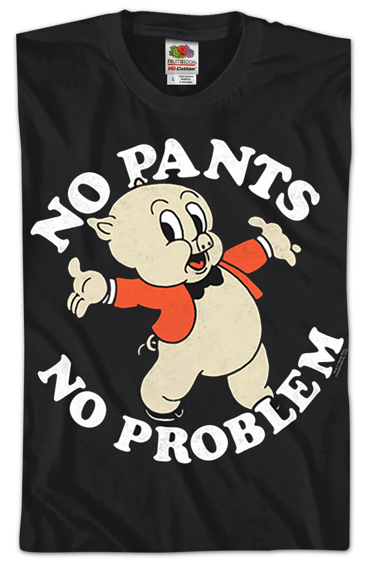 No Pants No Problem Porky Pig Looney Tunes T-Shirt - Image 2