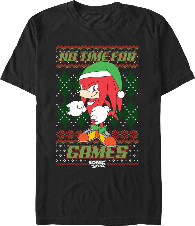 No Time For Games Faux Ugly Sweater Sonic The Hedgehog T-Shirt