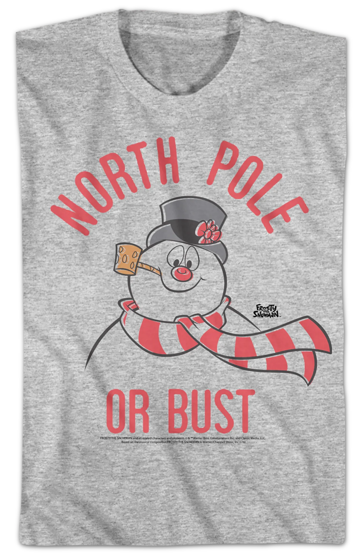 North Pole Or Bust Frosty The Snowman T-Shirt - Image 2