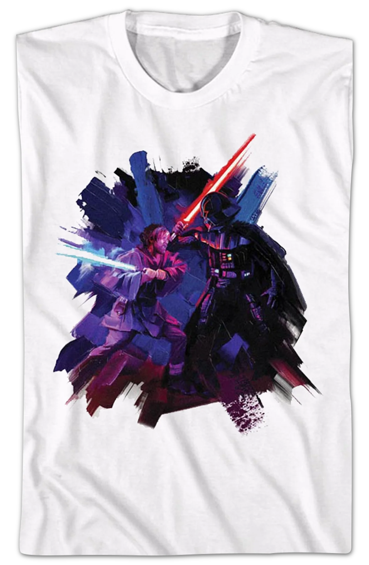 Obi-Wan Kenobi vs Darth Vader Painting Star Wars T-Shirt - Image 2
