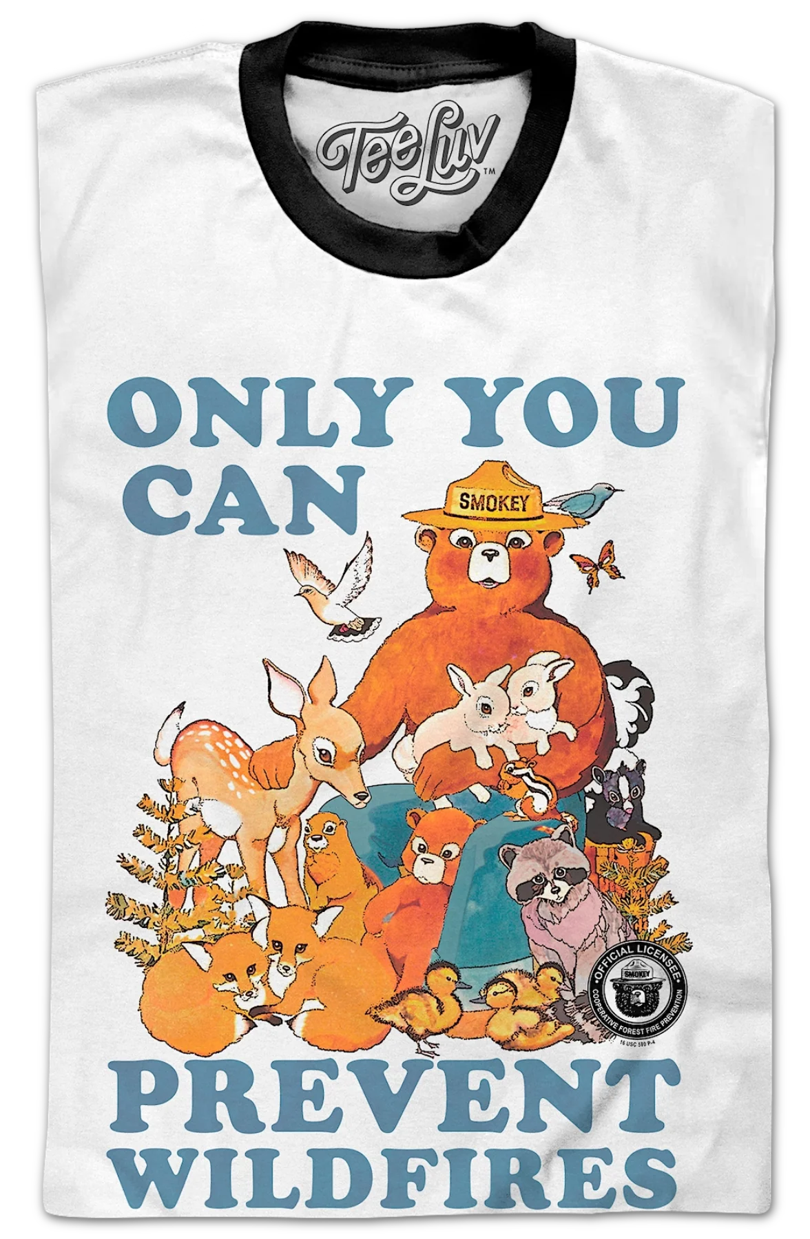 Only You Can Prevent Wildfires Smokey Bear Ringer Shirt - Image 2