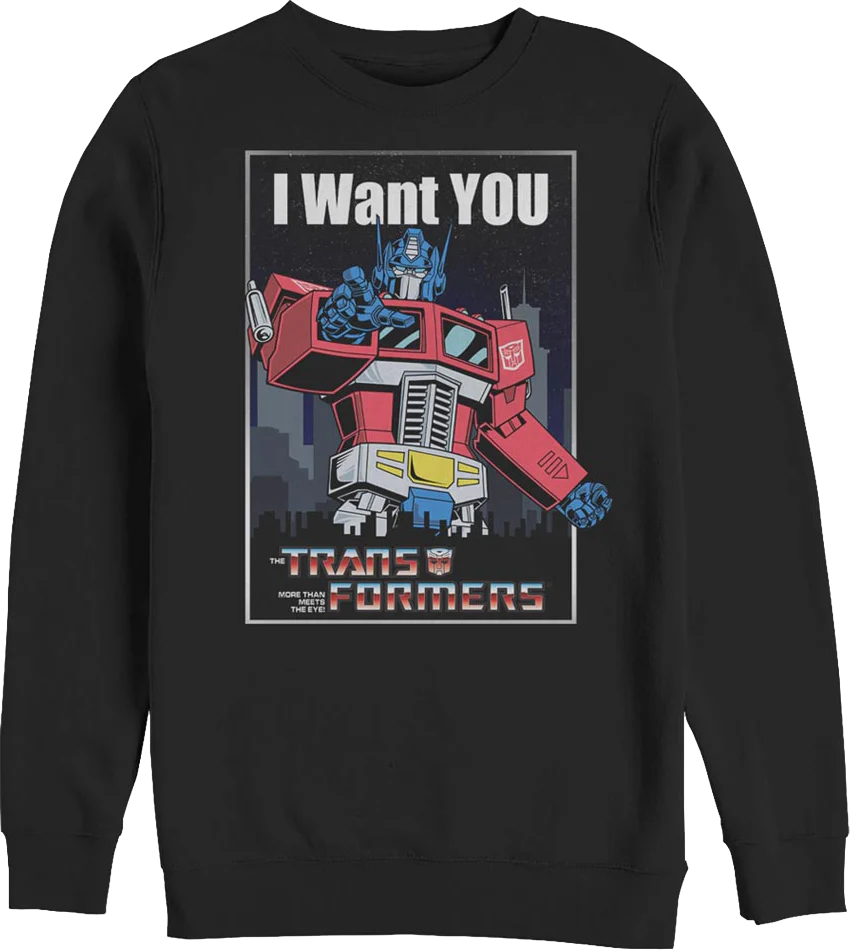Optimus Prime I Want You Poster Transformers Sweatshirt