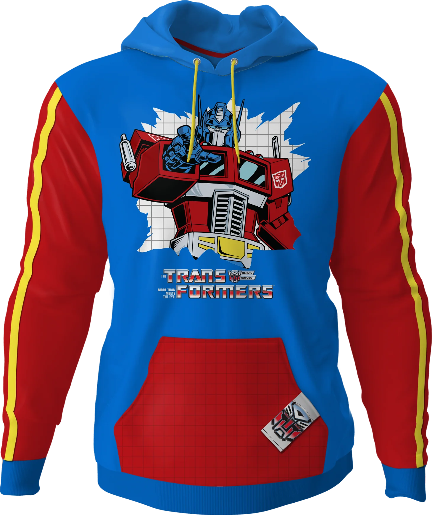 Optimus Prime Vintage Striped Sleeve Transformers Pullover Hoodie
