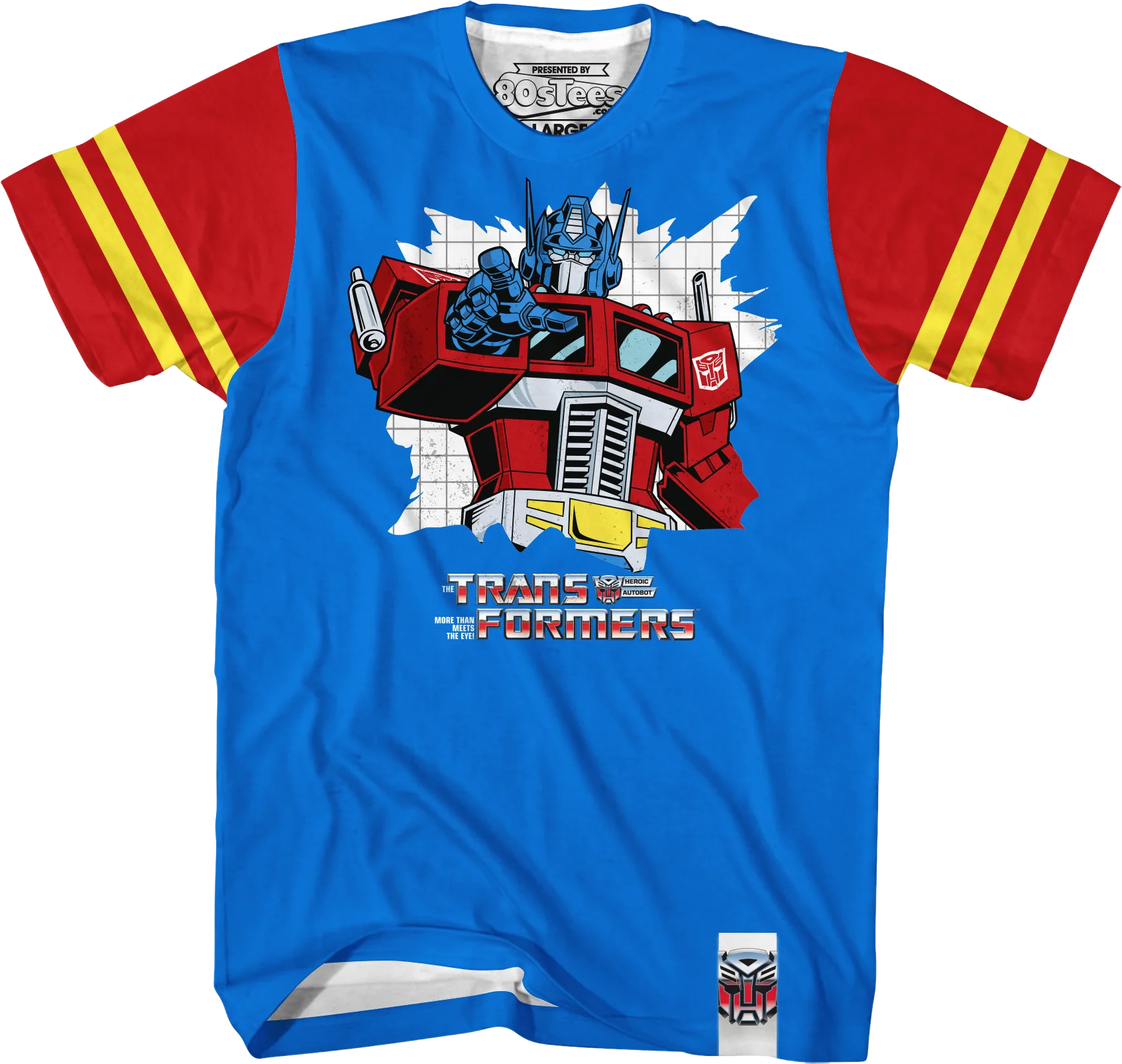 Optimus Prime Vintage Striped Sleeve Transformers T-Shirt
