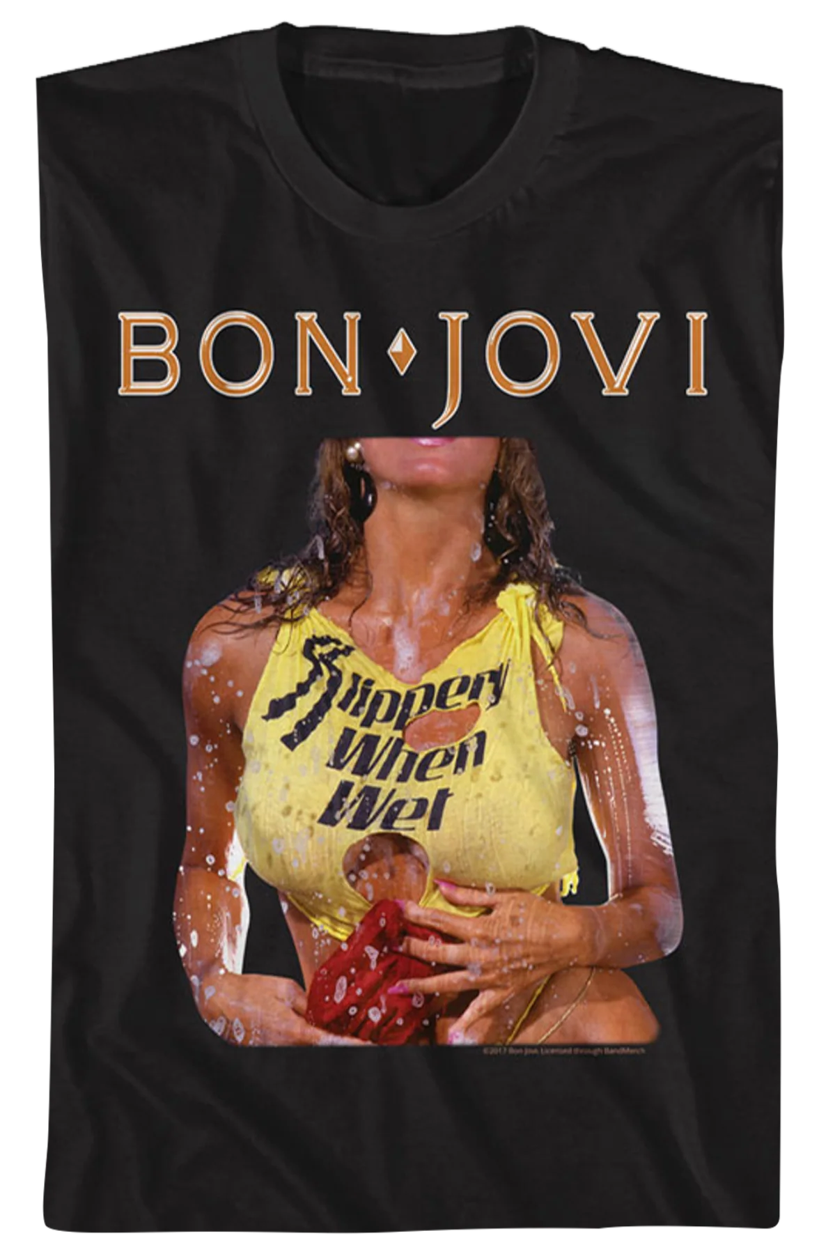 Original Slippery When Wet Cover Bon Jovi T-Shirt - Image 2