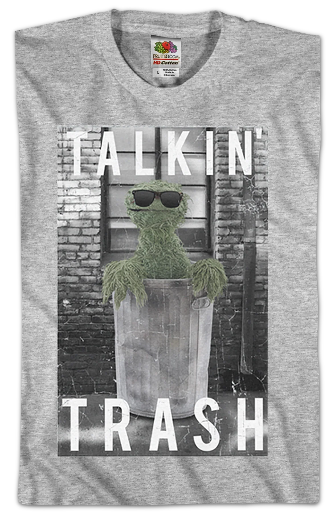 Oscar The Grouch Talkin' Trash Sesame Street T-Shirt - Image 2