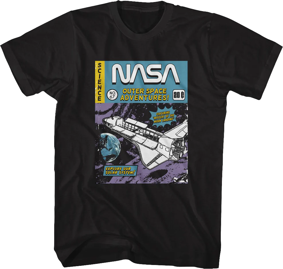 Outer Space Adventures Comic Book Cover NASA T-Shirt