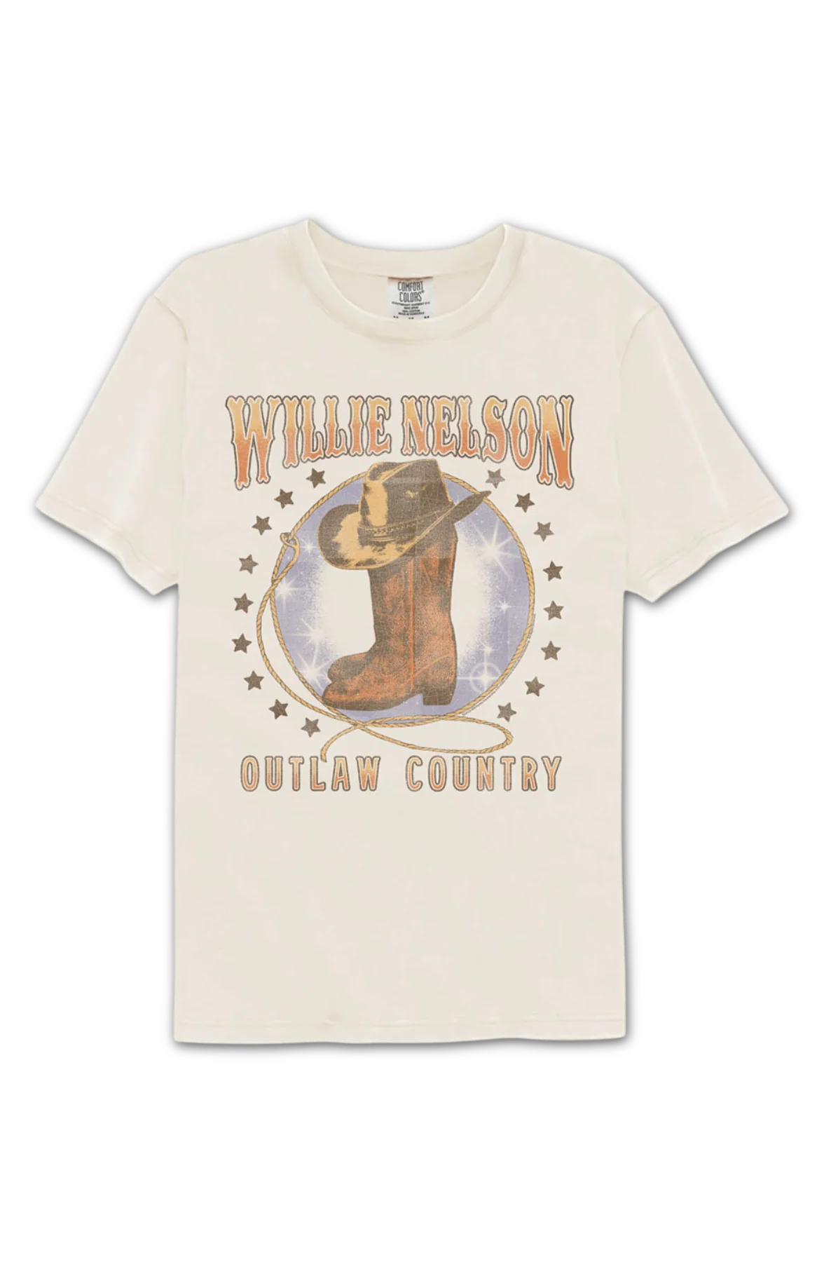 Outlaw Country Boots & Hat Willie Nelson Comfort Colors Brand T-Shirt - Image 2