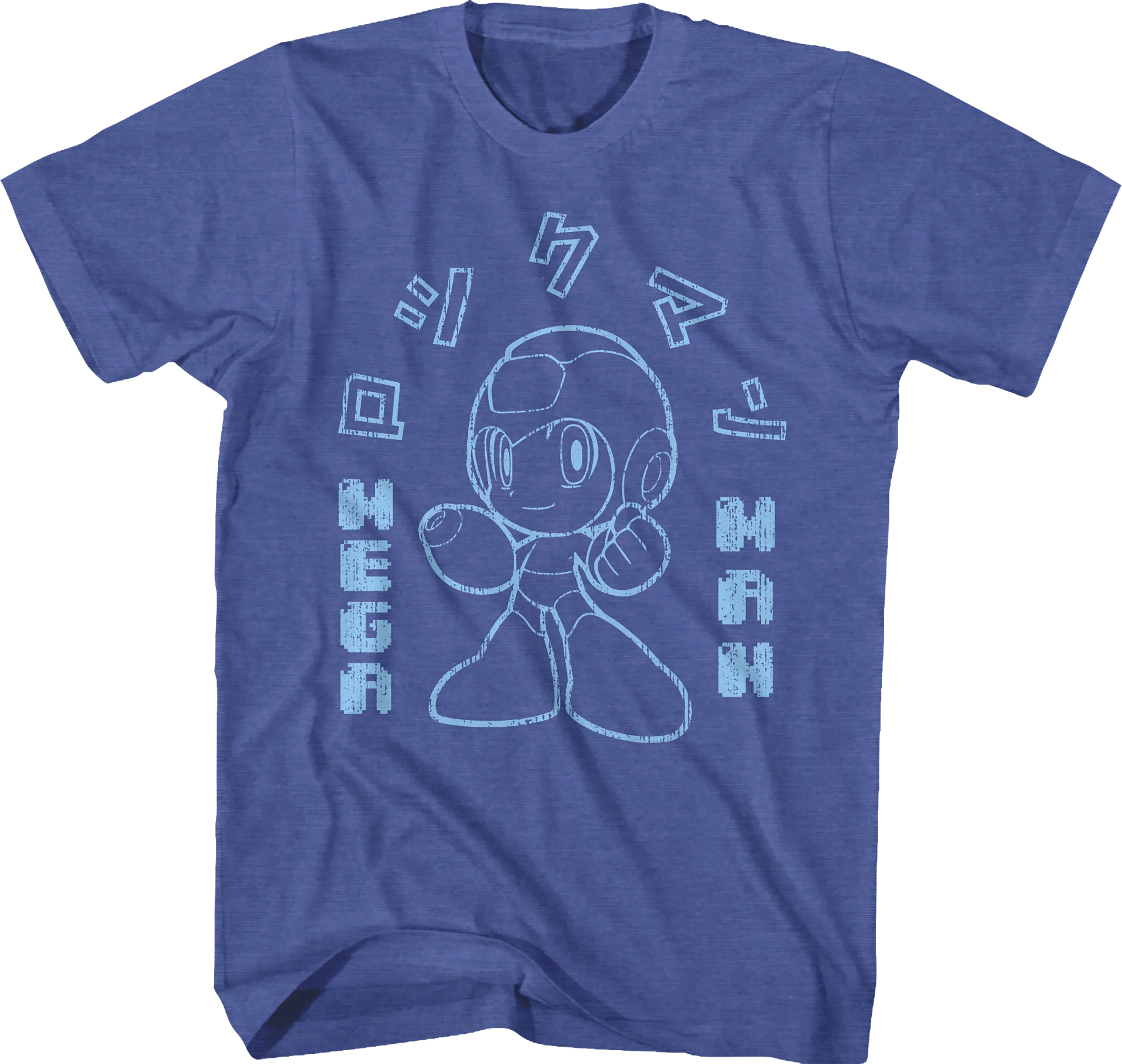 Outlined Japanese Text Mega Man T-Shirt