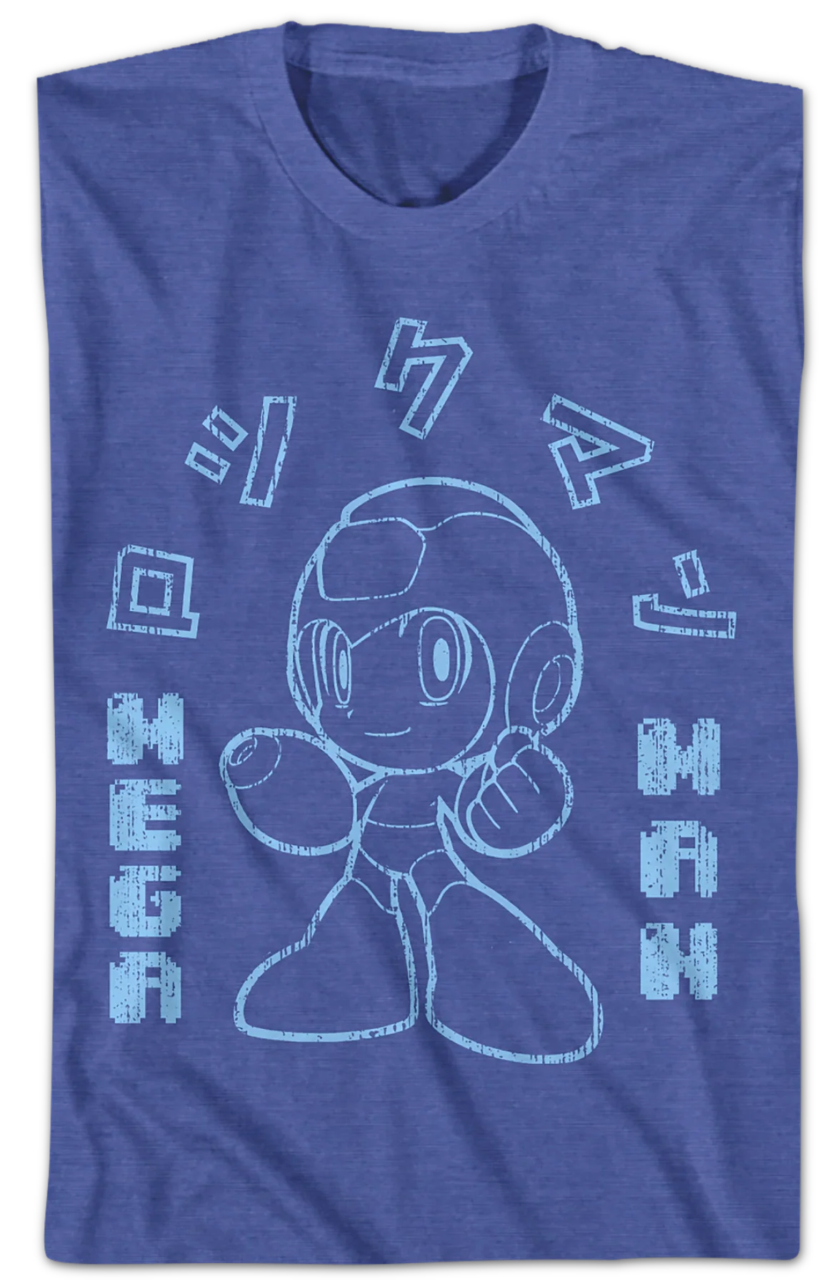 Outlined Japanese Text Mega Man T-Shirt - Image 2