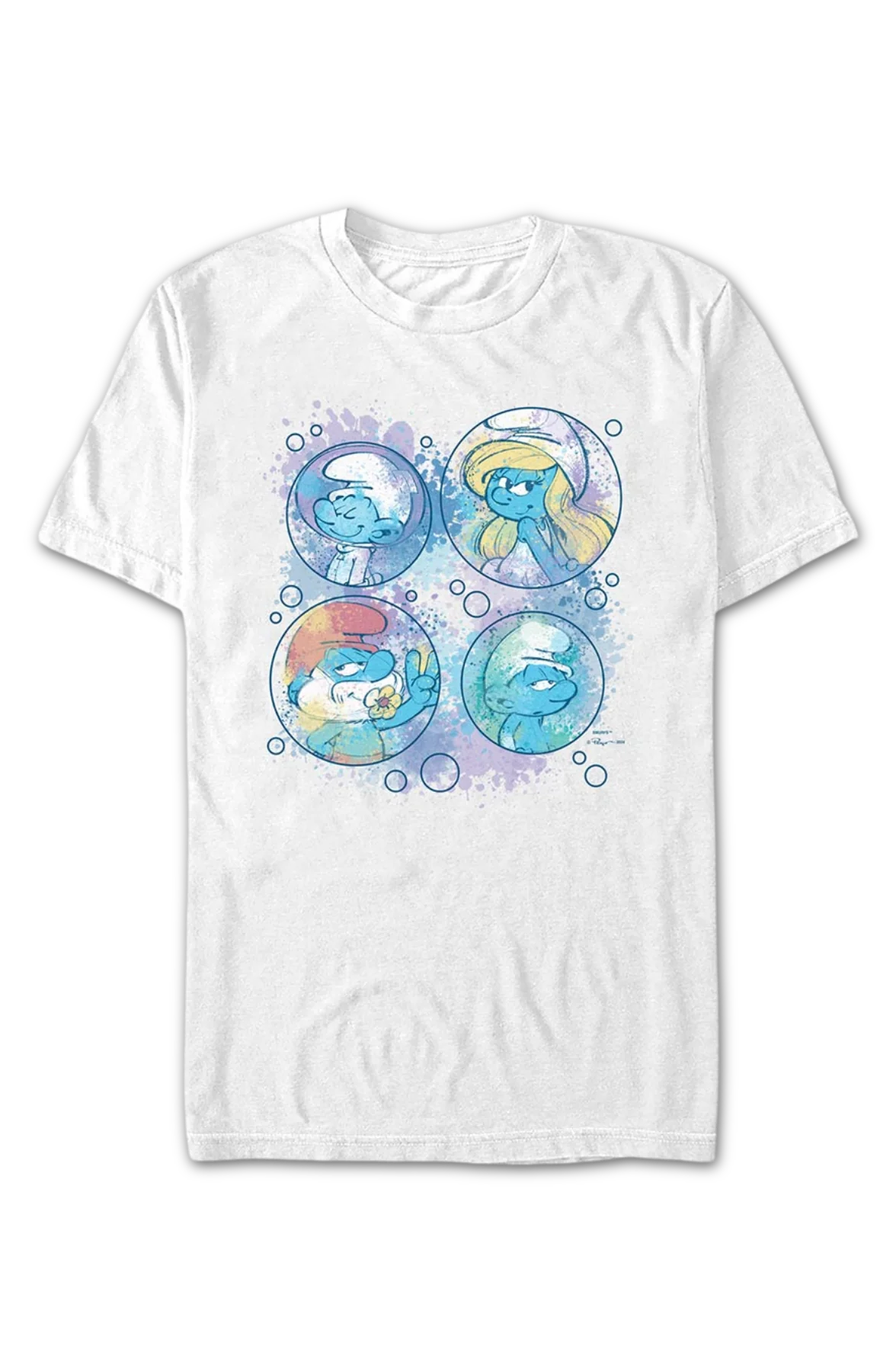 Paint Splatter Bubbles Smurfs T-Shirt - Image 2