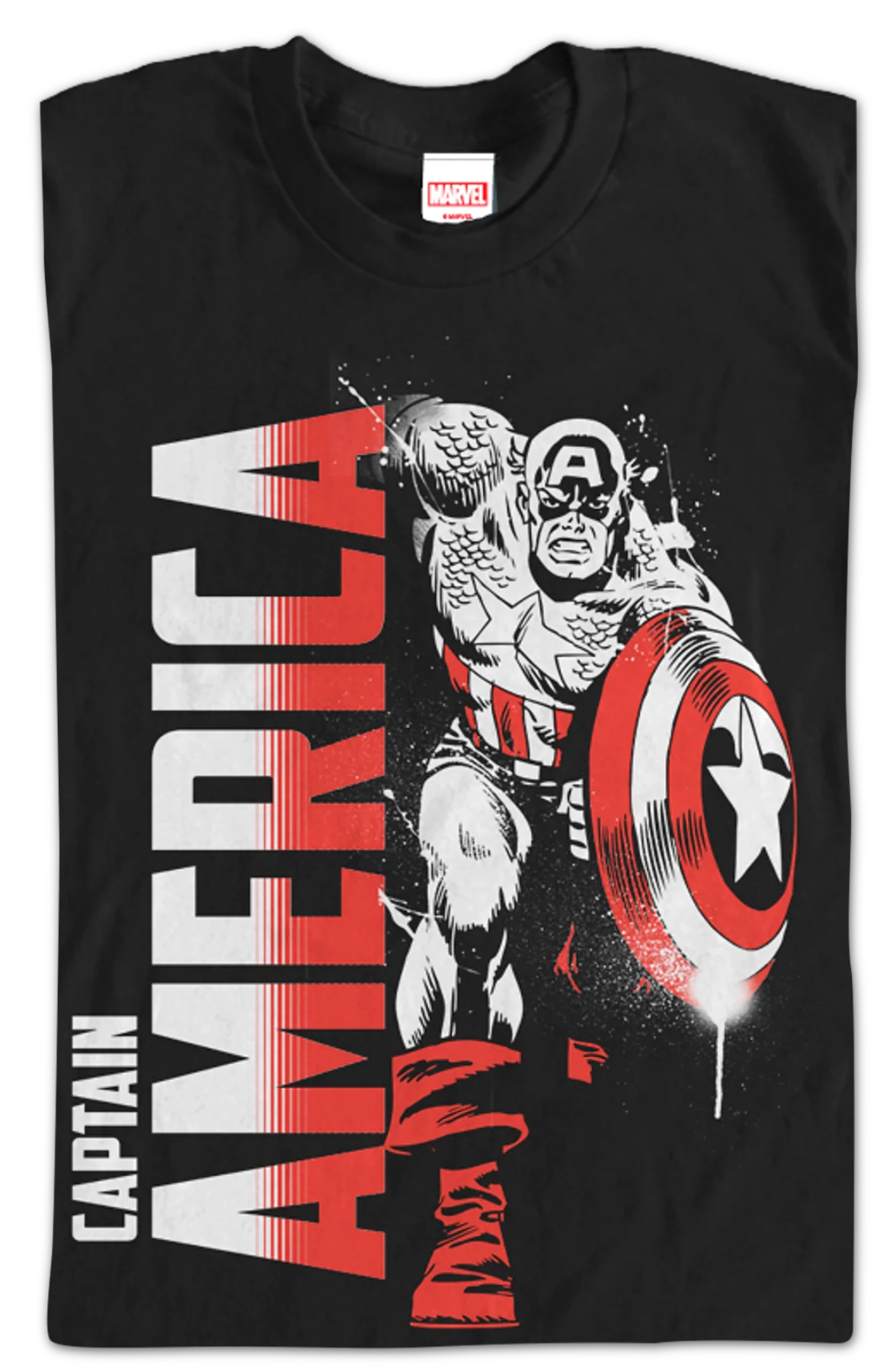 Paint Splatter Captain America T-Shirt - Image 2