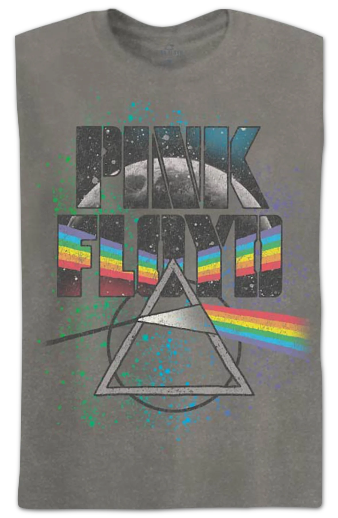 Paint Splatter Dark Side of the Moon Pink Floyd T-Shirt - Image 2