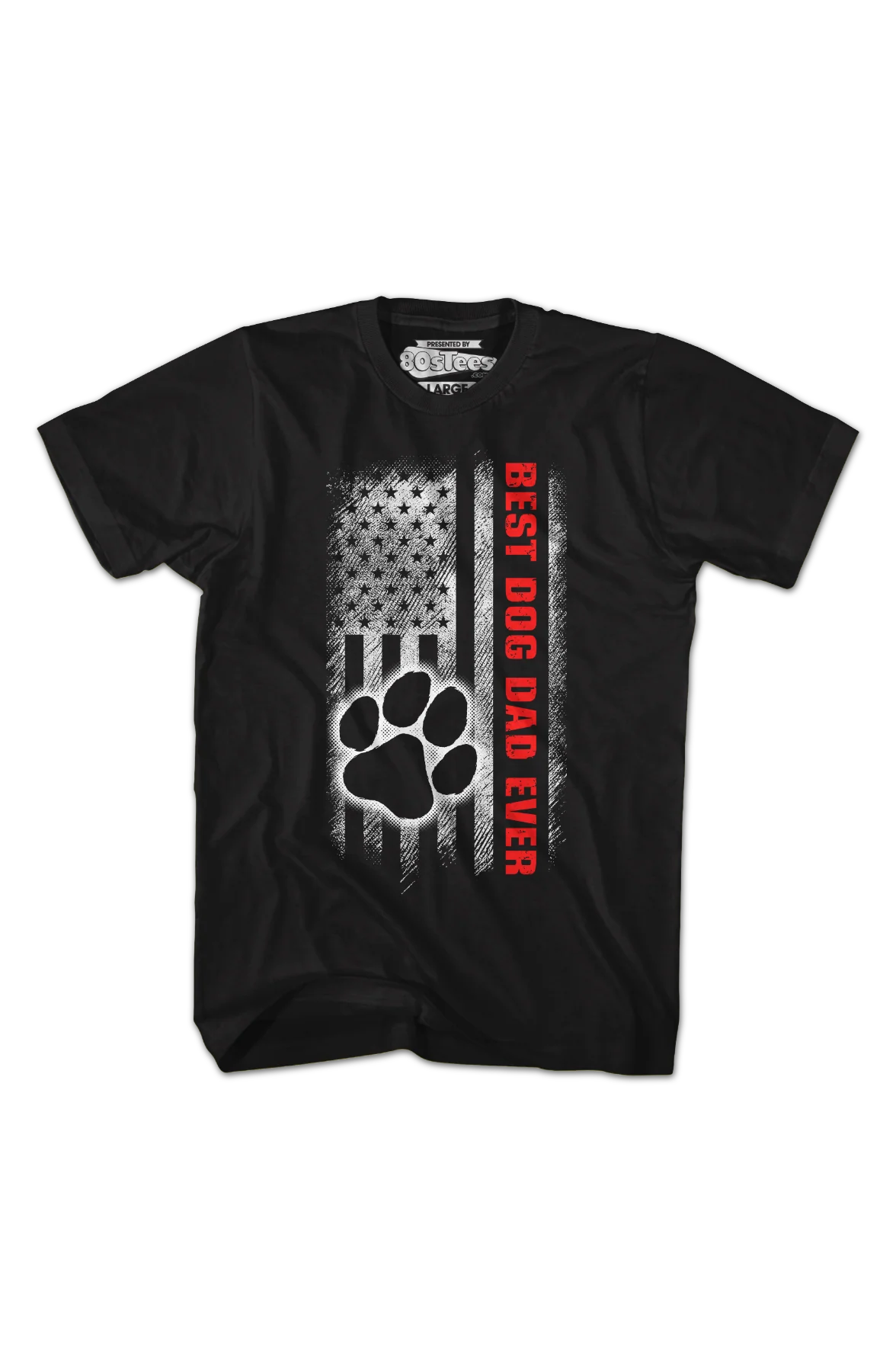 Paw & Flag Best Dog Dad Ever T-Shirt - Image 2