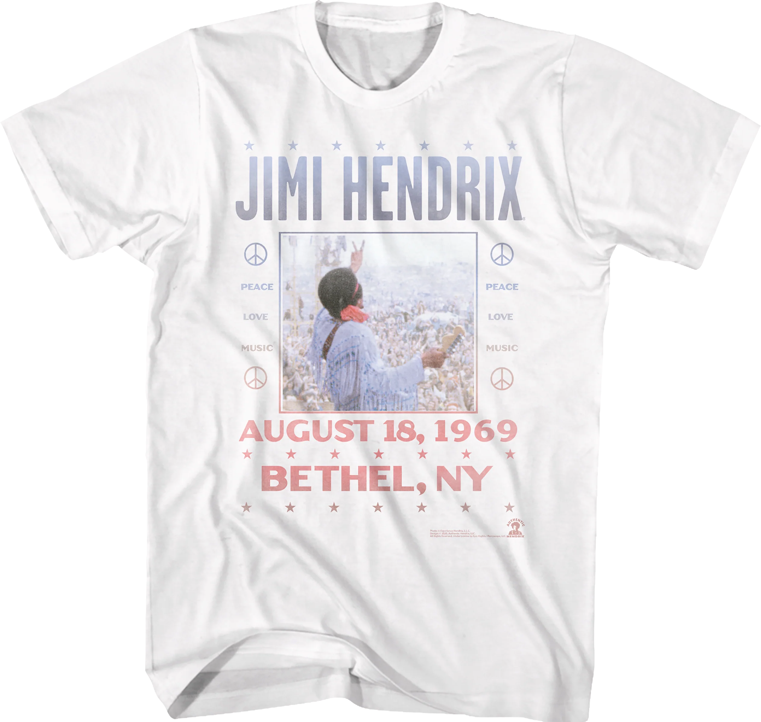 Peace Love Music Jimi Hendrix T-Shirt