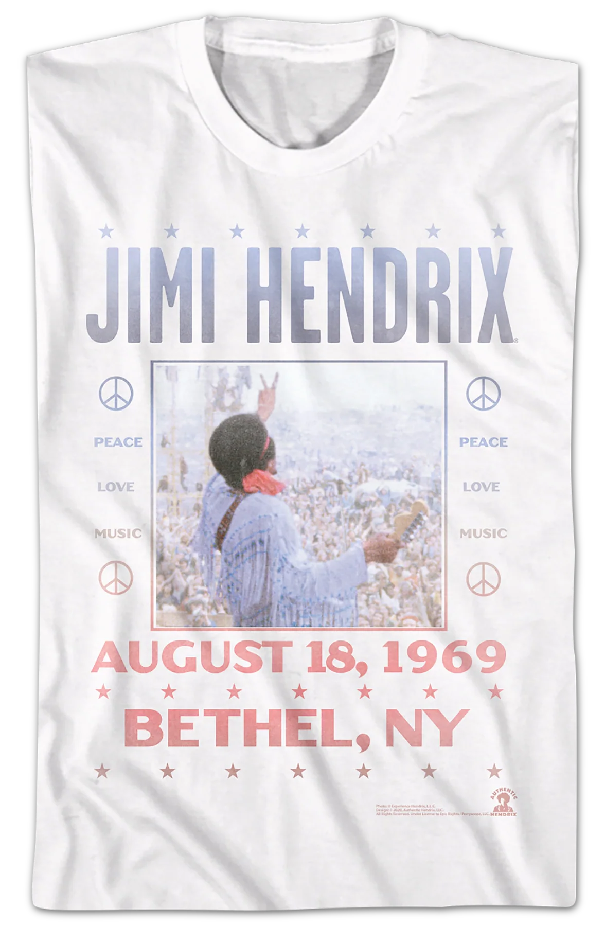 Peace Love Music Jimi Hendrix T-Shirt - Image 2