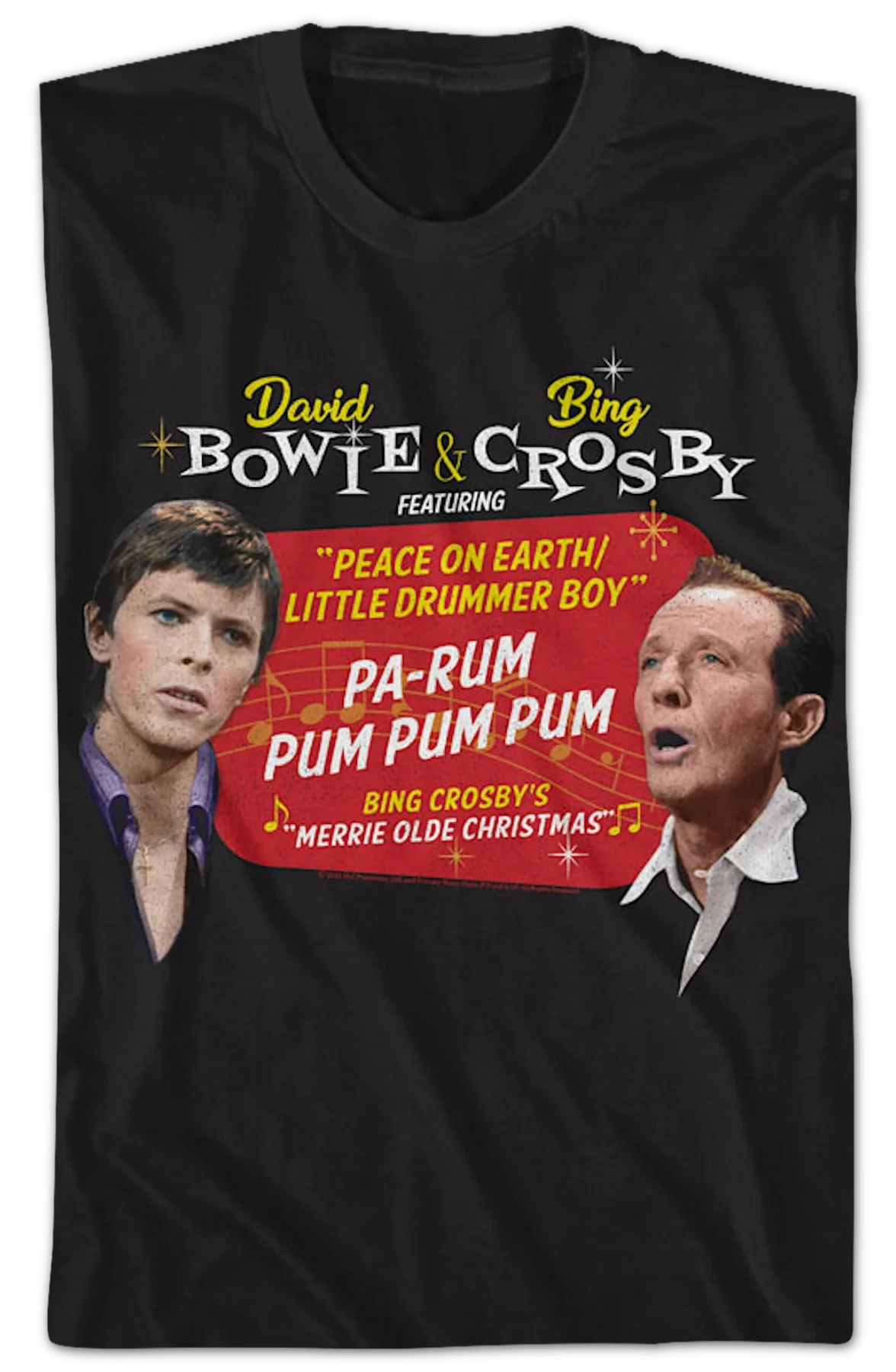 Peace On Earth/Little Drummer Boy David Bowie & Bing Crosby T-Shirt - Image 2