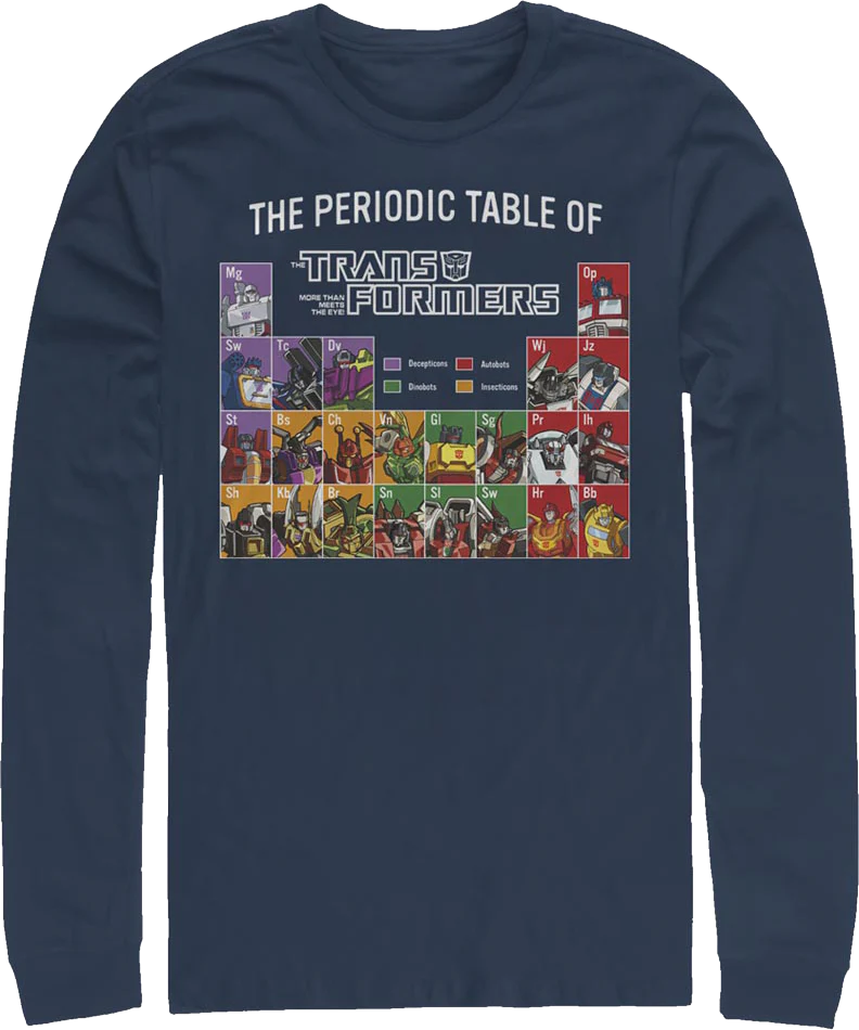 Periodic Table Transformers Long Sleeve Shirt