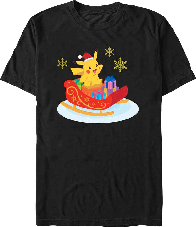 Pikachu Sleigh Ride Pokemon T-Shirt