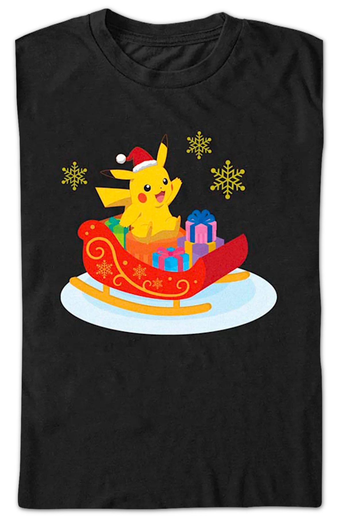 Pikachu Sleigh Ride Pokemon T-Shirt - Image 2