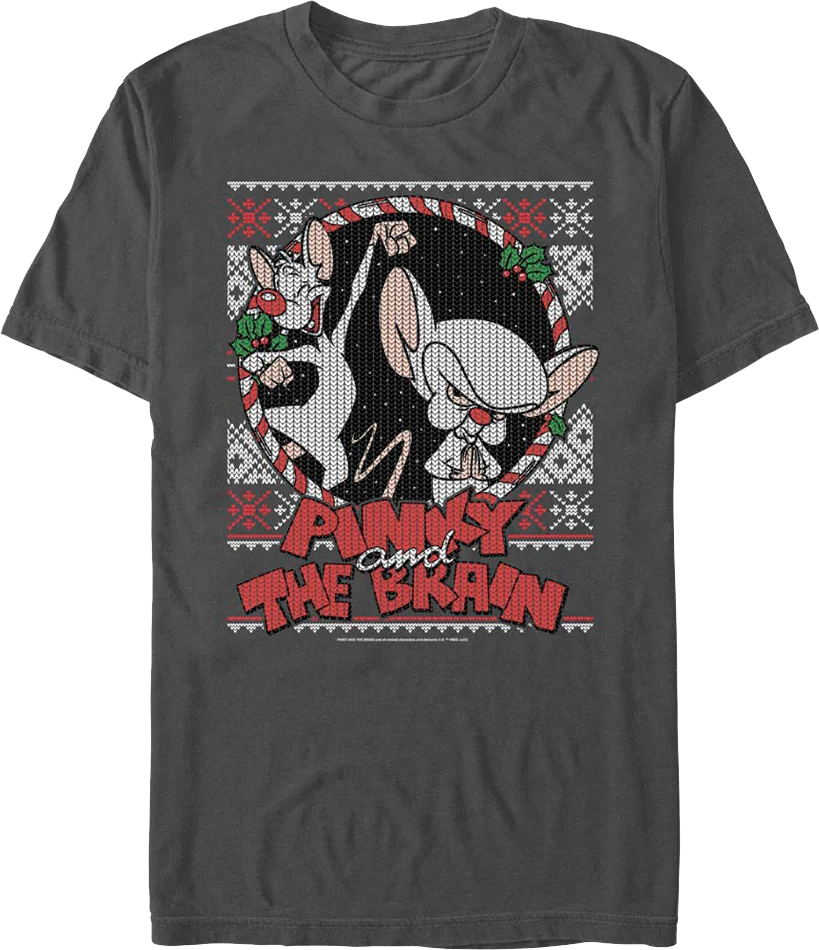 Pinky and The Brain Faux Ugly Christmas Sweater Animaniacs T-Shirt