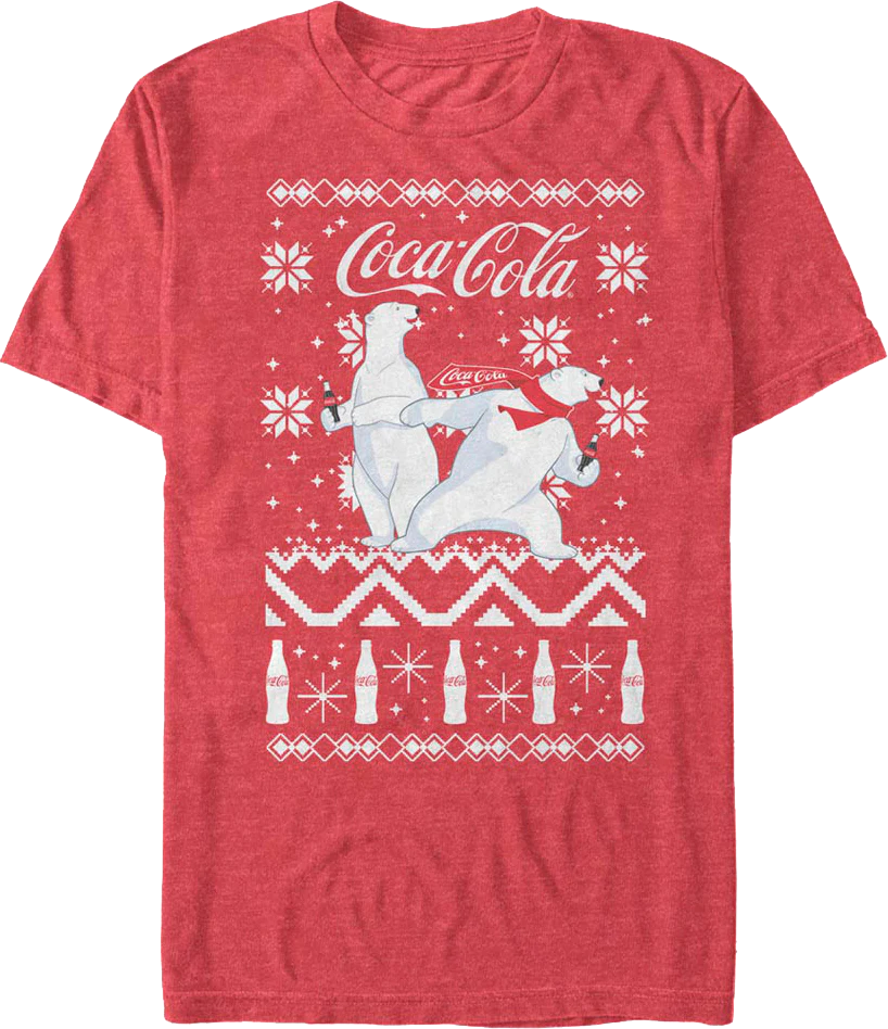 Polar Bears Faux Ugly Christmas Sweater Coca-Cola T-Shirt
