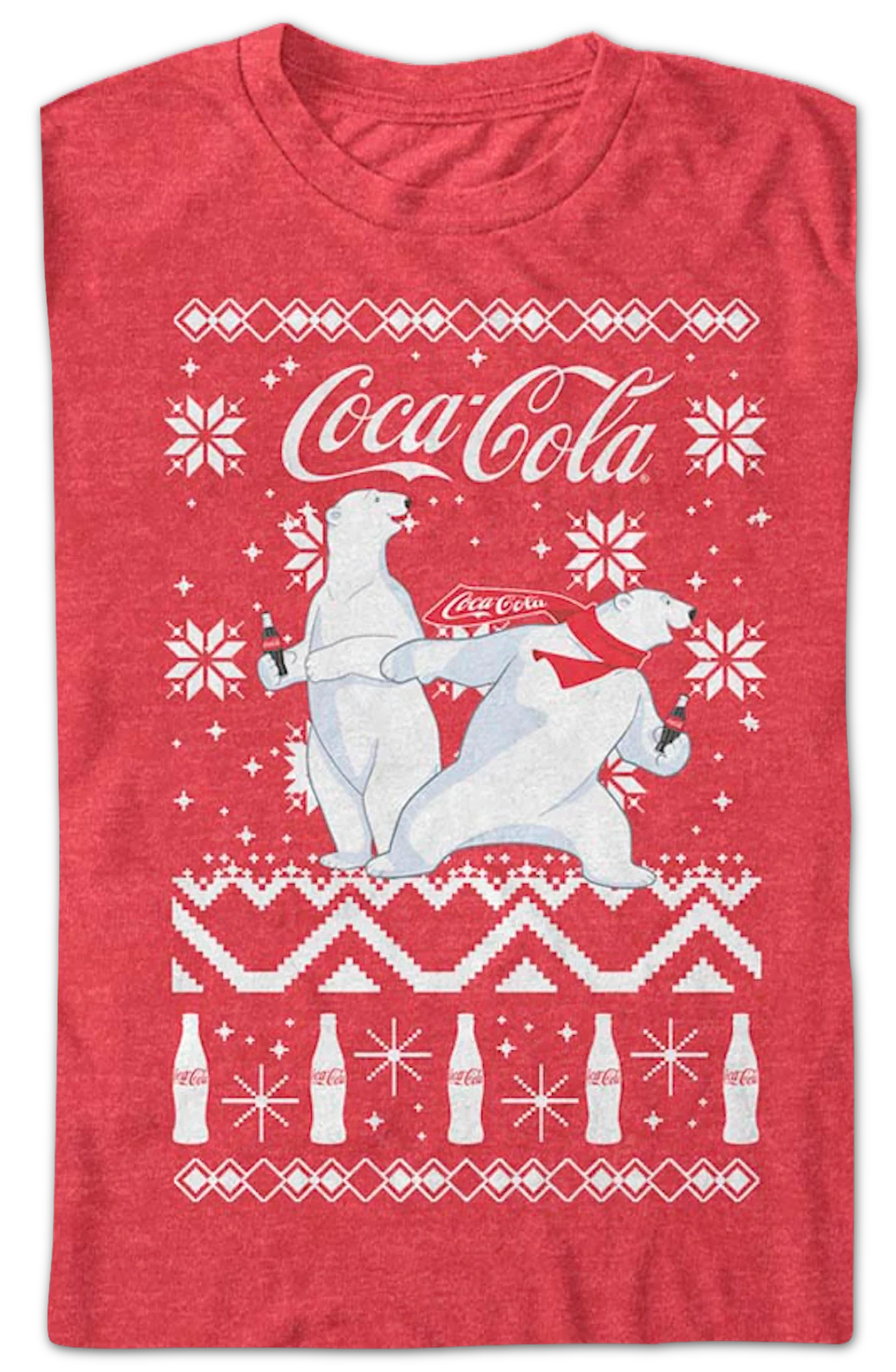 Polar Bears Faux Ugly Christmas Sweater Coca-Cola T-Shirt - Image 2