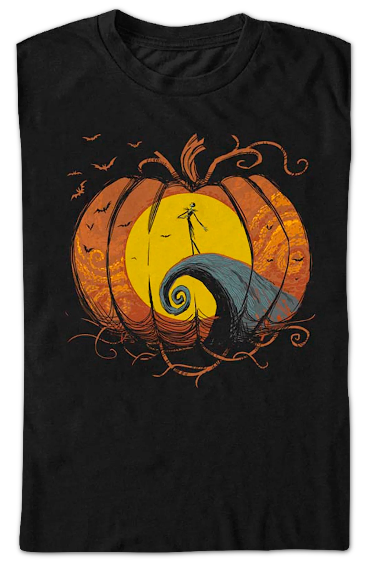 Pumpkin Silhouette Nightmare Before Christmas T-Shirt - Image 2