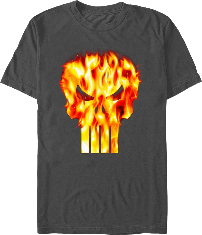 Punisher Flaming Skull Logo Marvel Comics T-Shirt