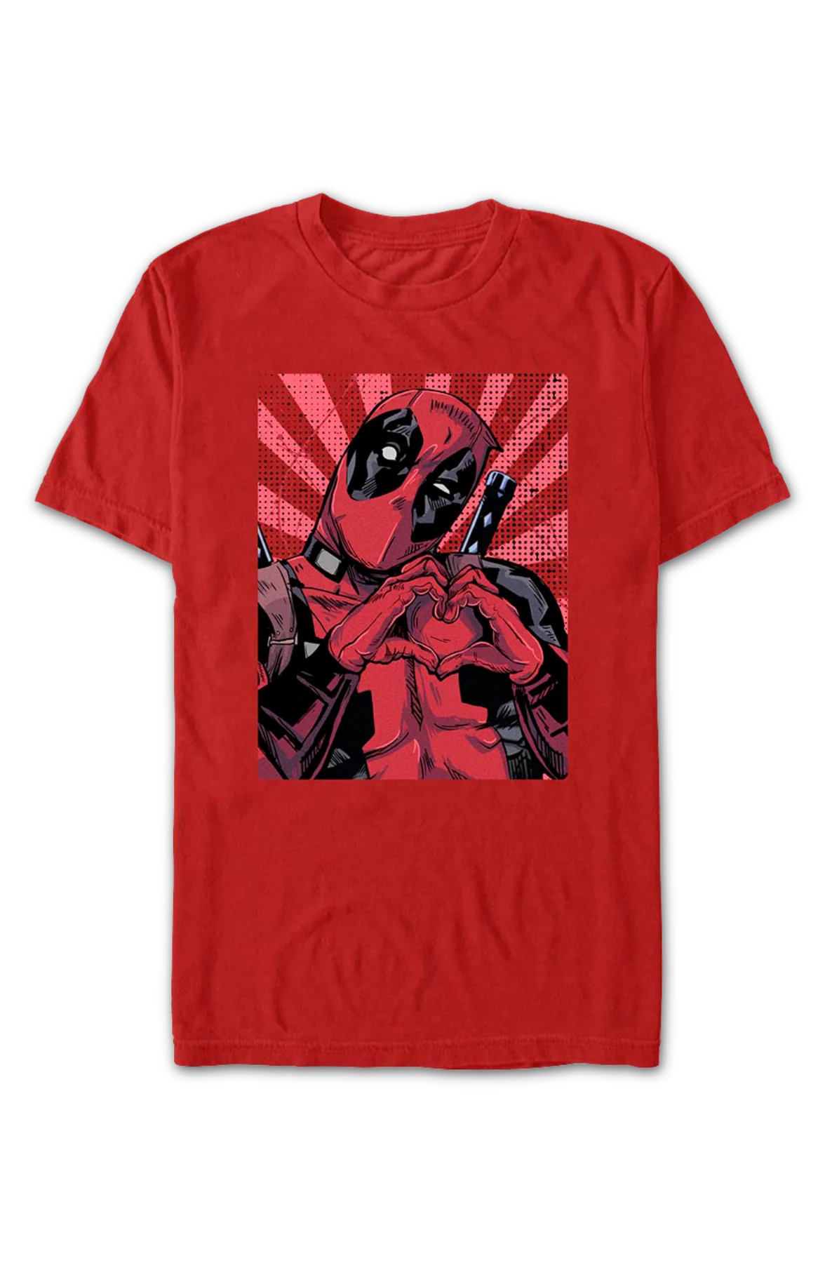 Red Deadpool Heart Hands Marvel Comics T-Shirt - Image 2