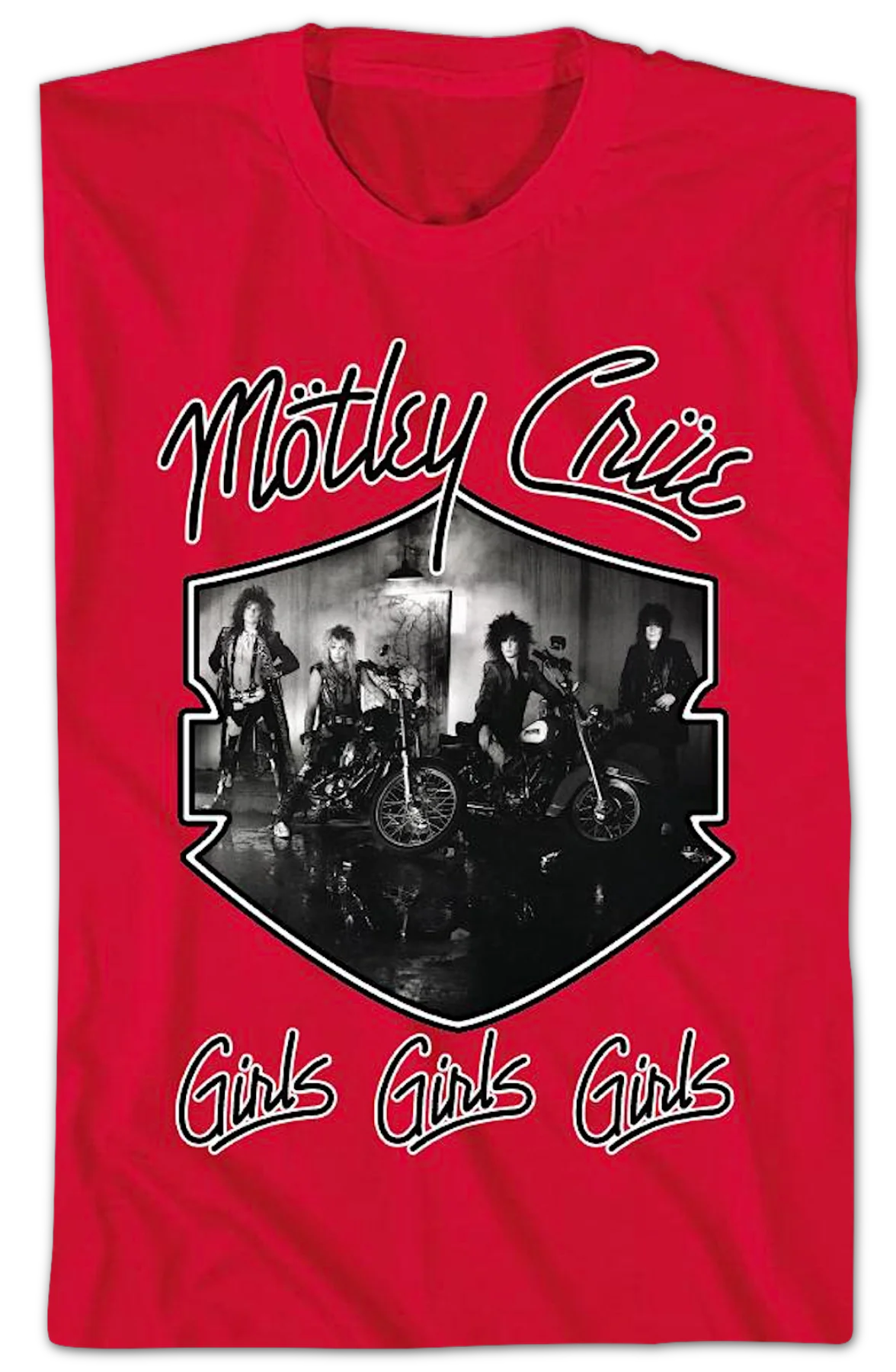 Red Girls Girls Girls Motley Crue T-Shirt - Image 2