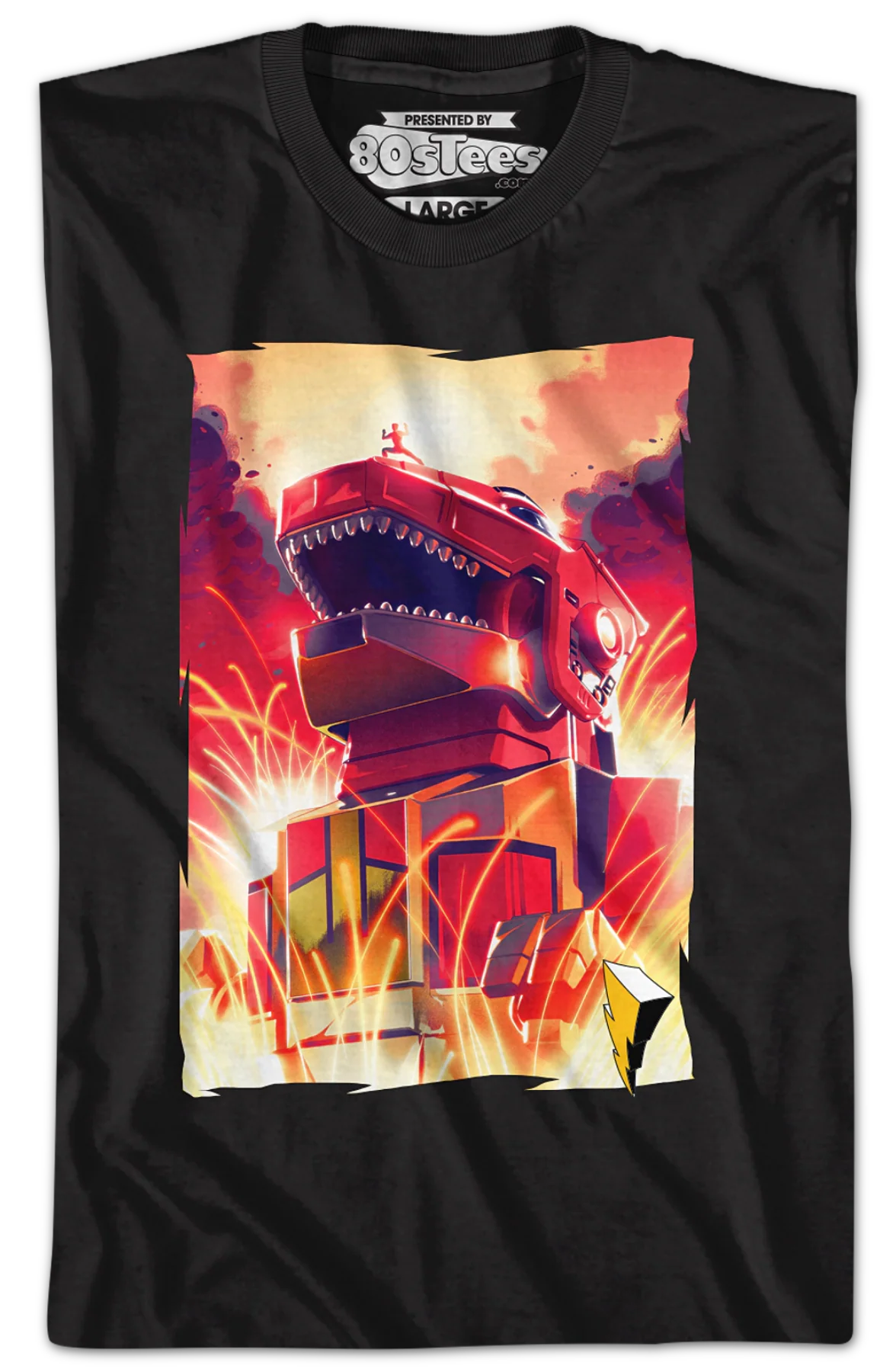Red Ranger Dinozord Mighty Morphin Power Rangers T-Shirt - Image 2