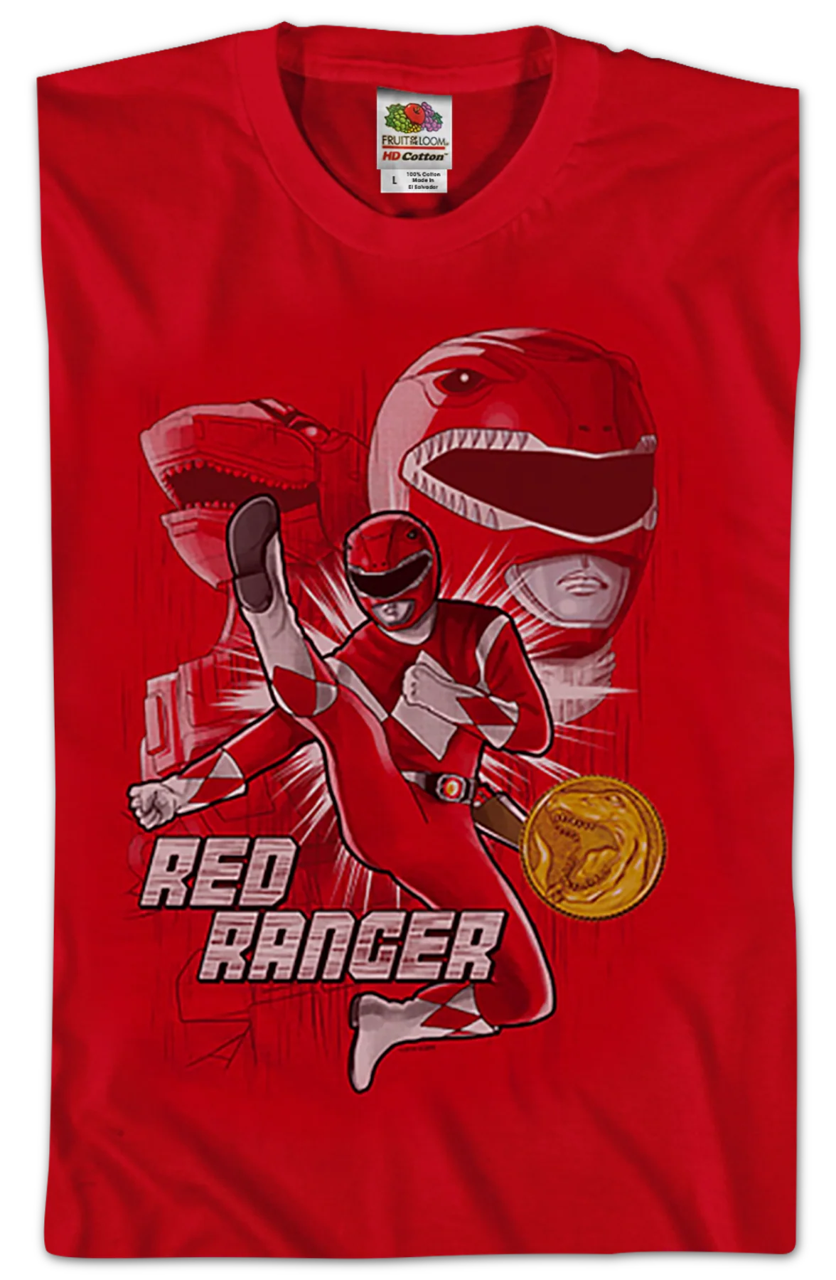 Red Ranger Mighty Morphin Power Rangers T-Shirt - Image 2