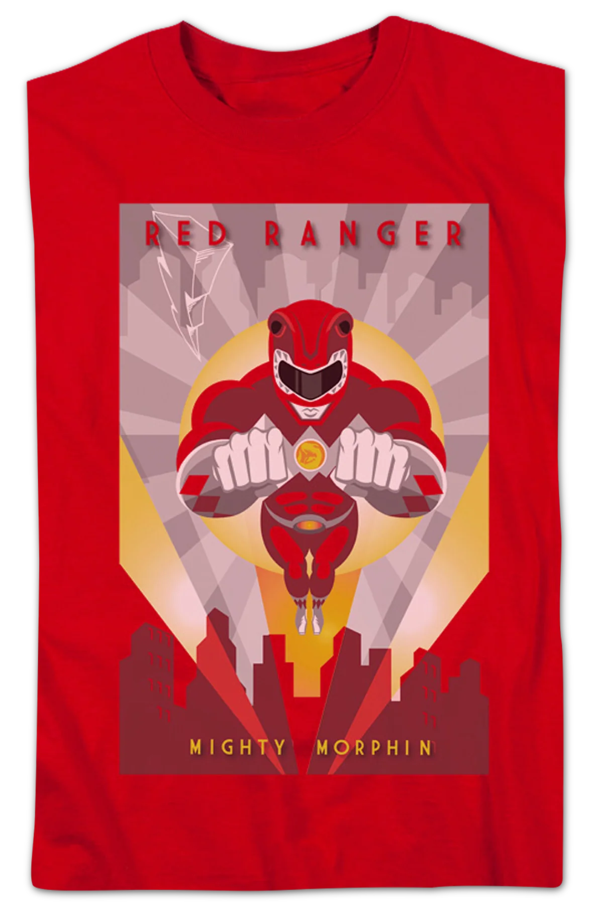Red Ranger Poster Mighty Morphin Power Rangers T-Shirt - Image 2