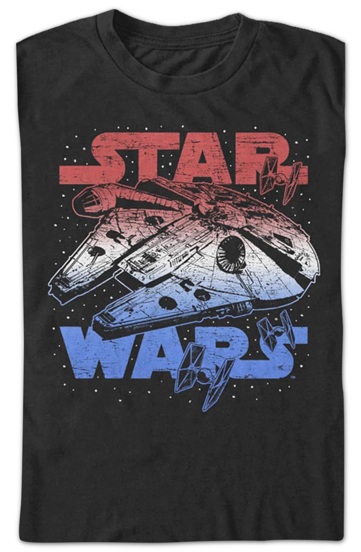Red White Blue Millennium Falcon Star Wars T-Shirt - Image 2