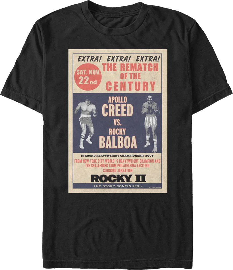 Rematch Of The Century Poster Rocky II T-Shirt