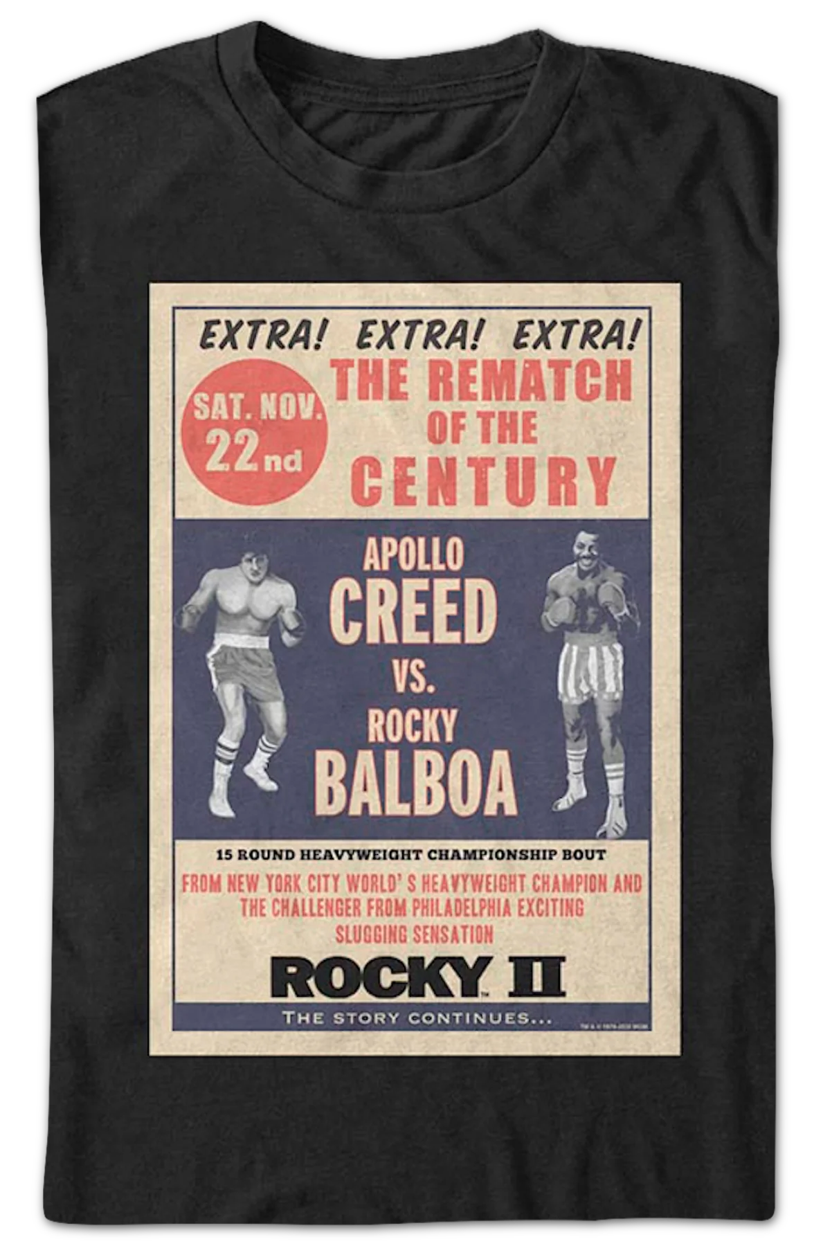 Rematch Of The Century Poster Rocky II T-Shirt - Image 2