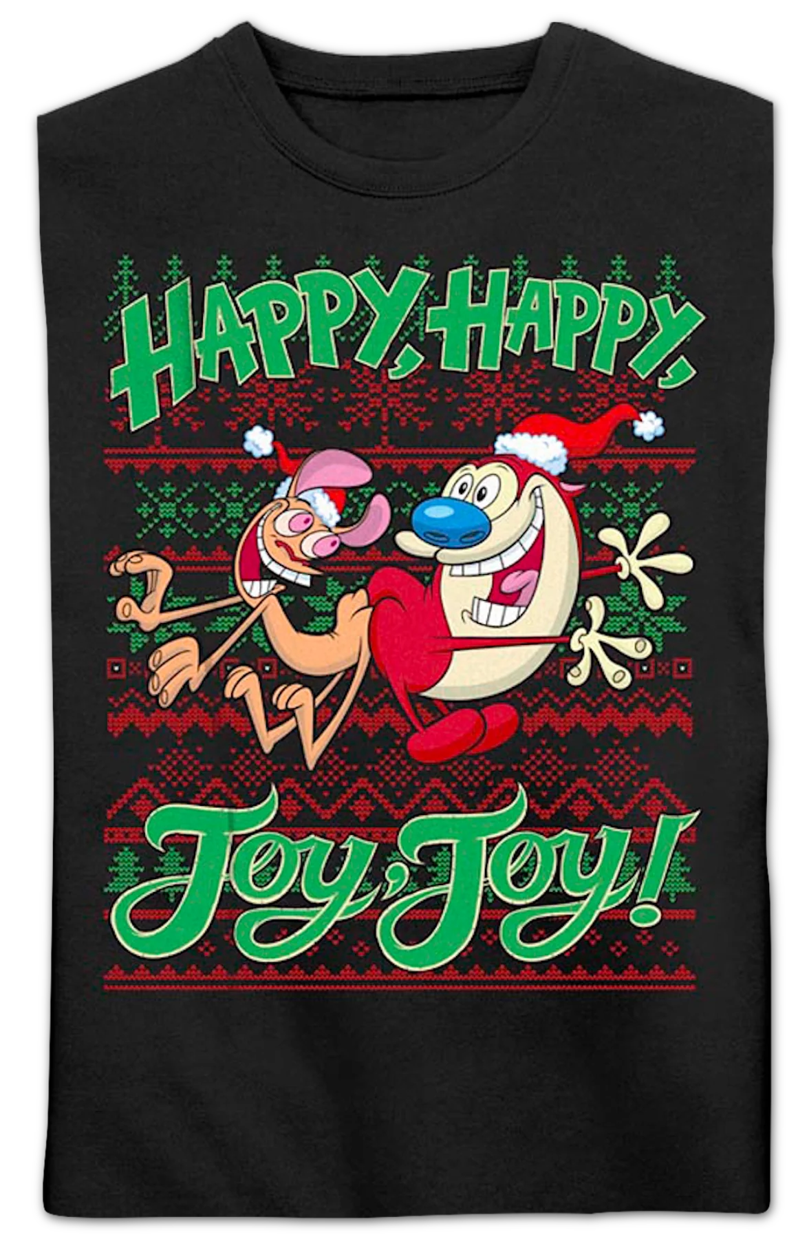 Ren & Stimpy Faux Ugly Christmas Sweater Nickelodeon Sweatshirt - Image 2
