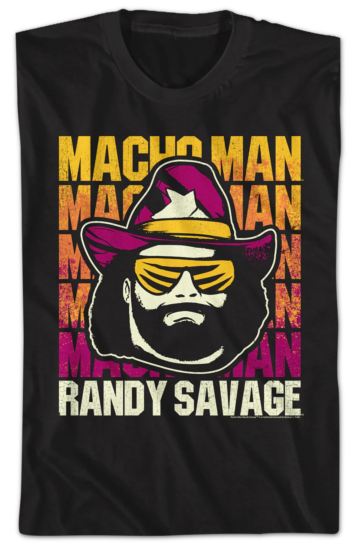Repeating Macho Man Logo Randy Savage T-Shirt - Image 2