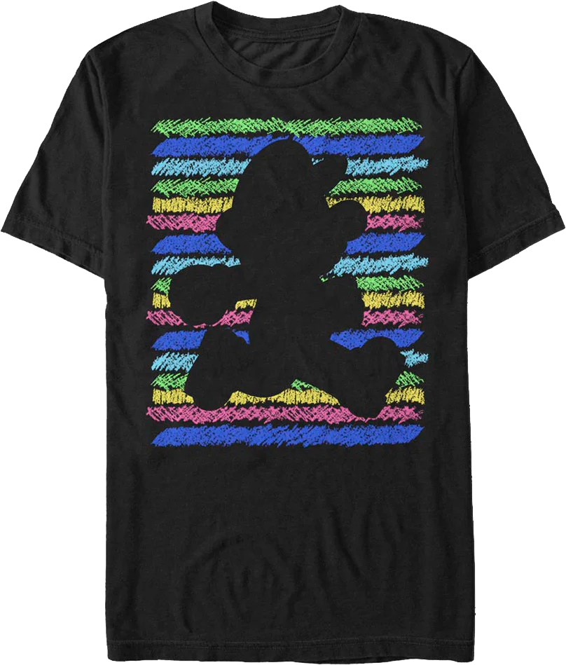Retro Crayon Stripes Silhouette Super Mario Bros. T-Shirt