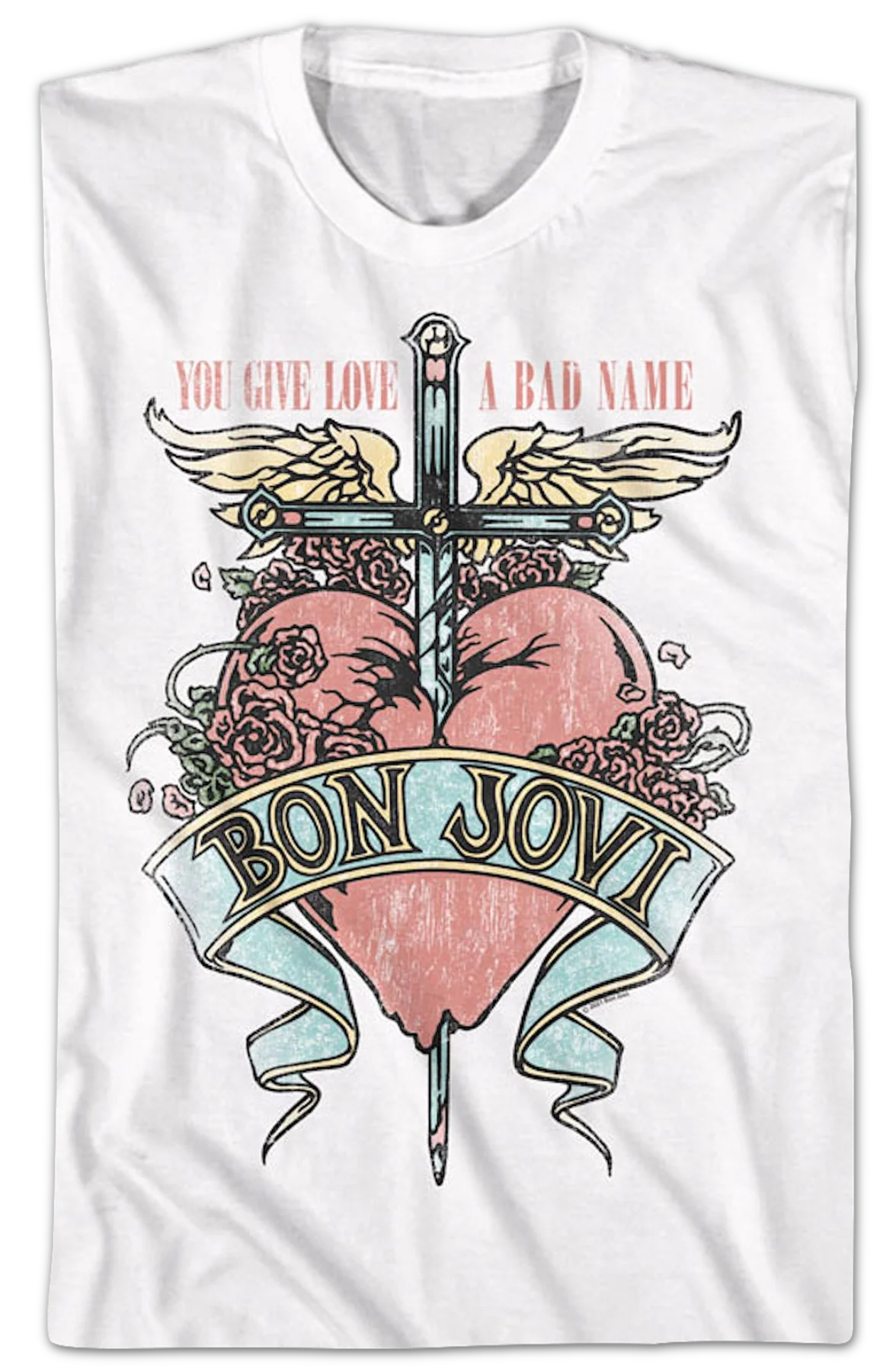 Retro Floral Logo Bon Jovi T-Shirt - Image 2