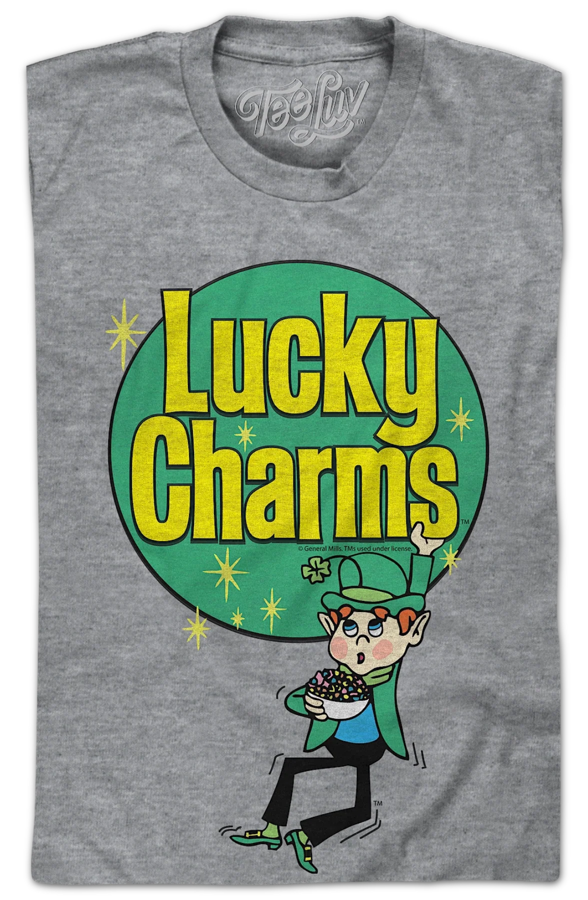 Retro Leprechaun And Logo Lucky Charms T-Shirt - Image 2