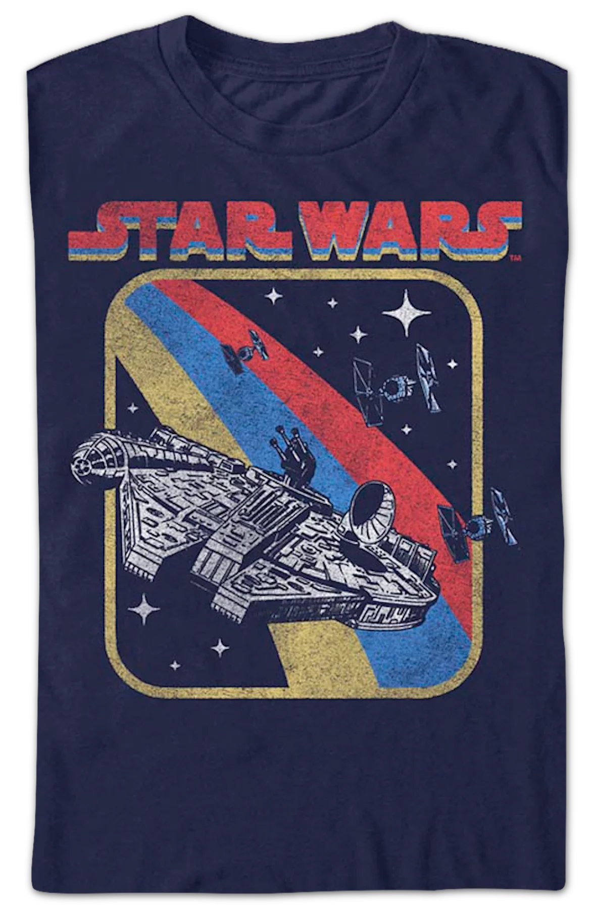 Retro Millennium Falcon Chase Star Wars T-Shirt - Image 2