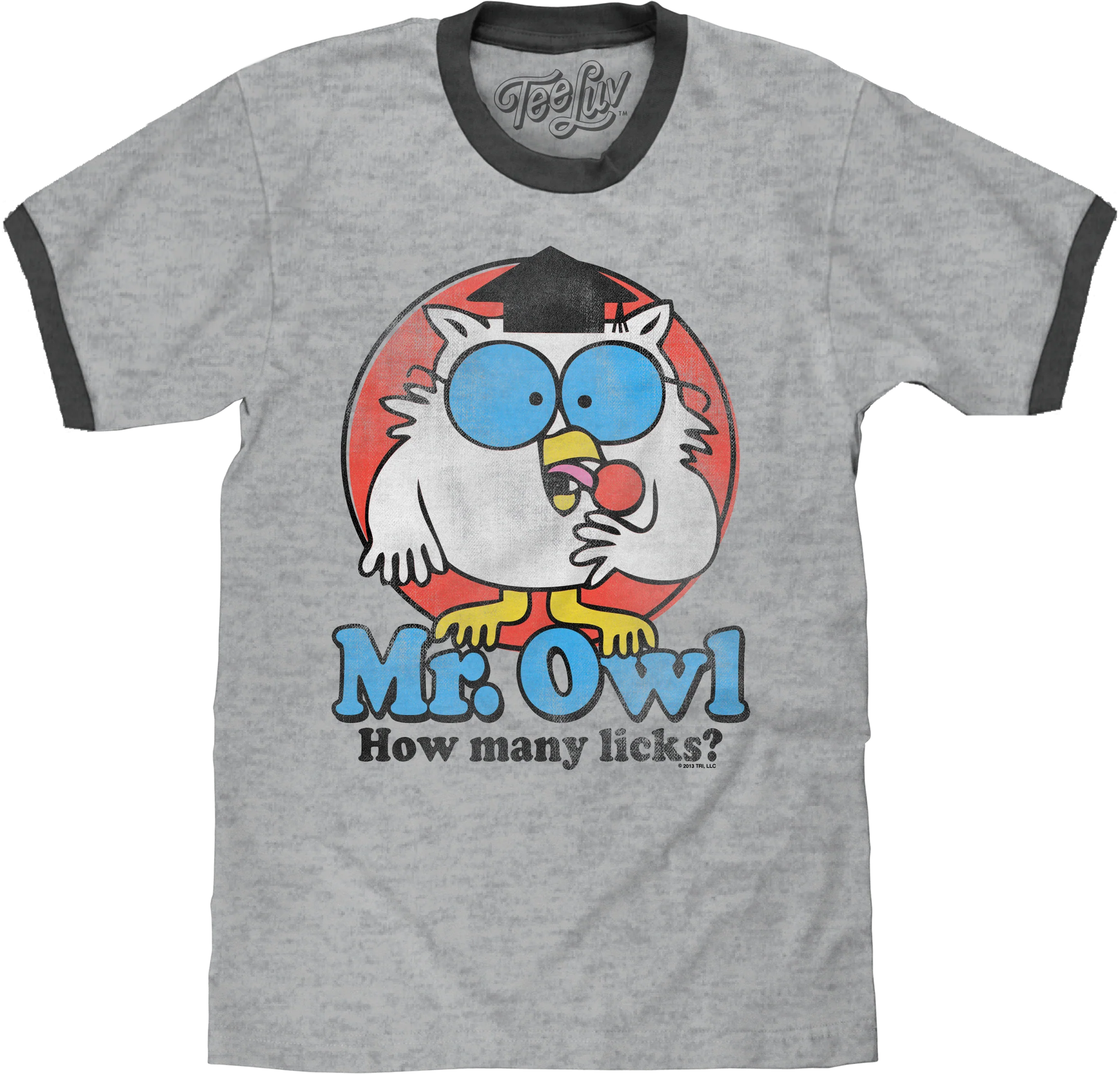 Retro Mr. Owl How Many Licks? Tootsie Pop Ringer Shirt