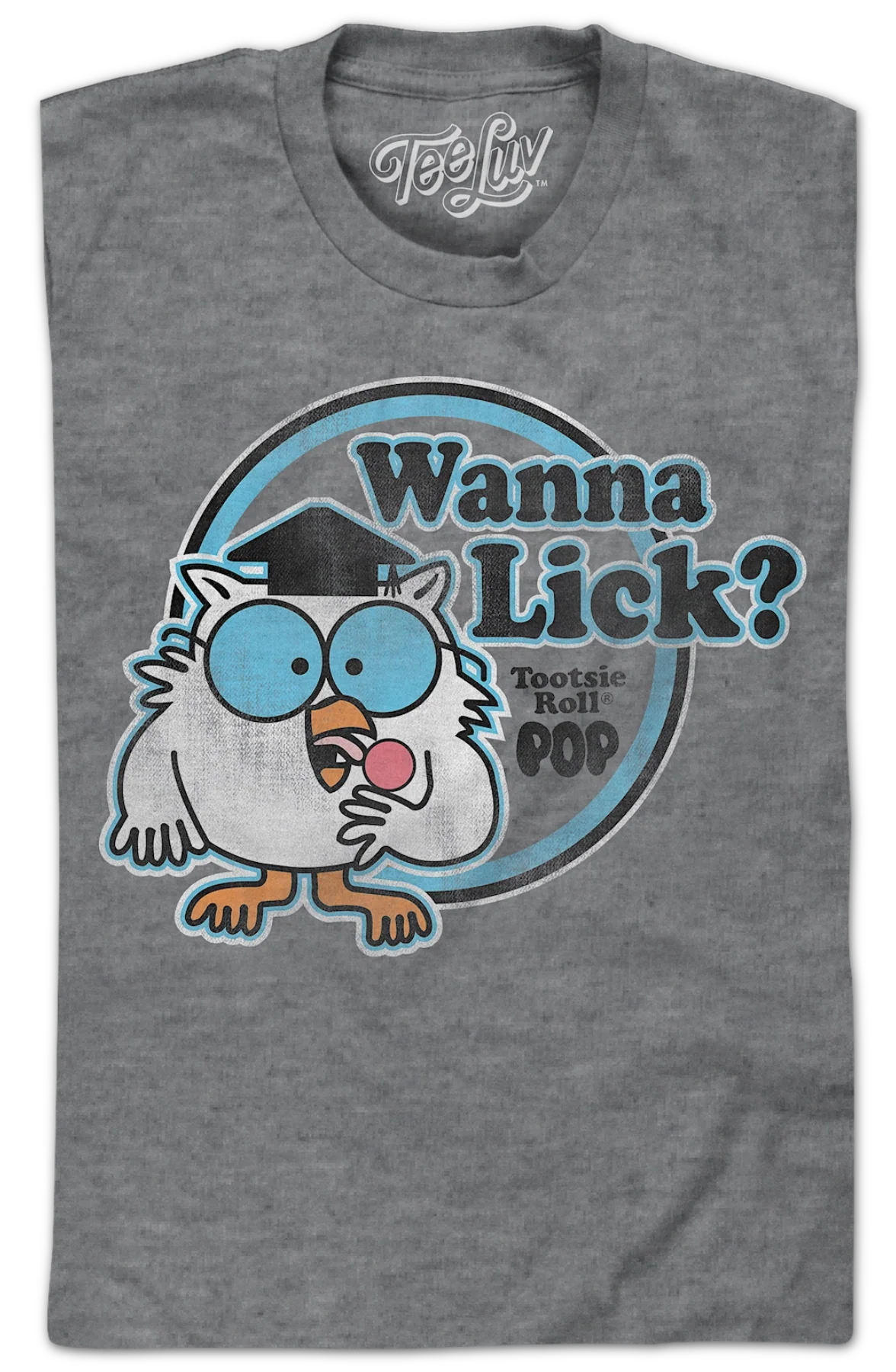 Retro Mr. Owl Wanna Lick? Tootsie Pop T-Shirt - Image 2