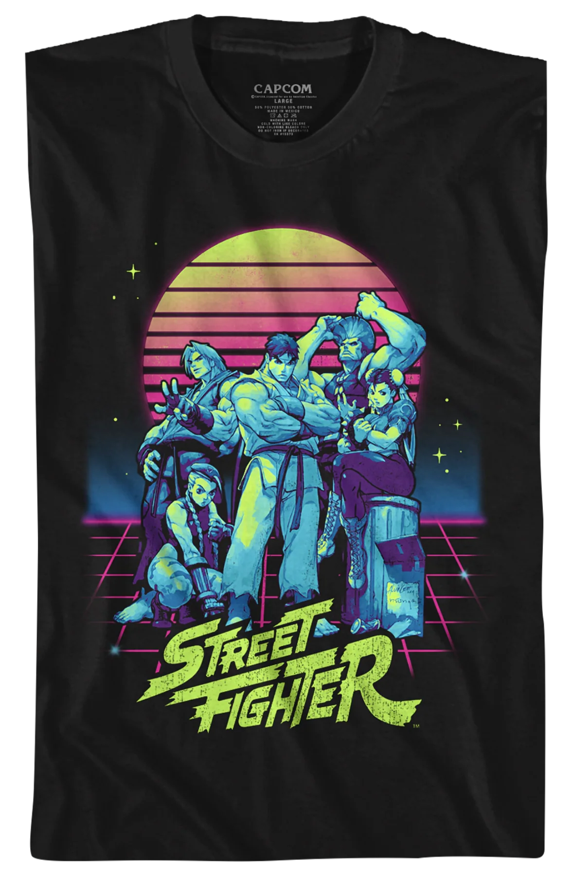 Retro Neon Street Fighter T-Shirt - Image 2