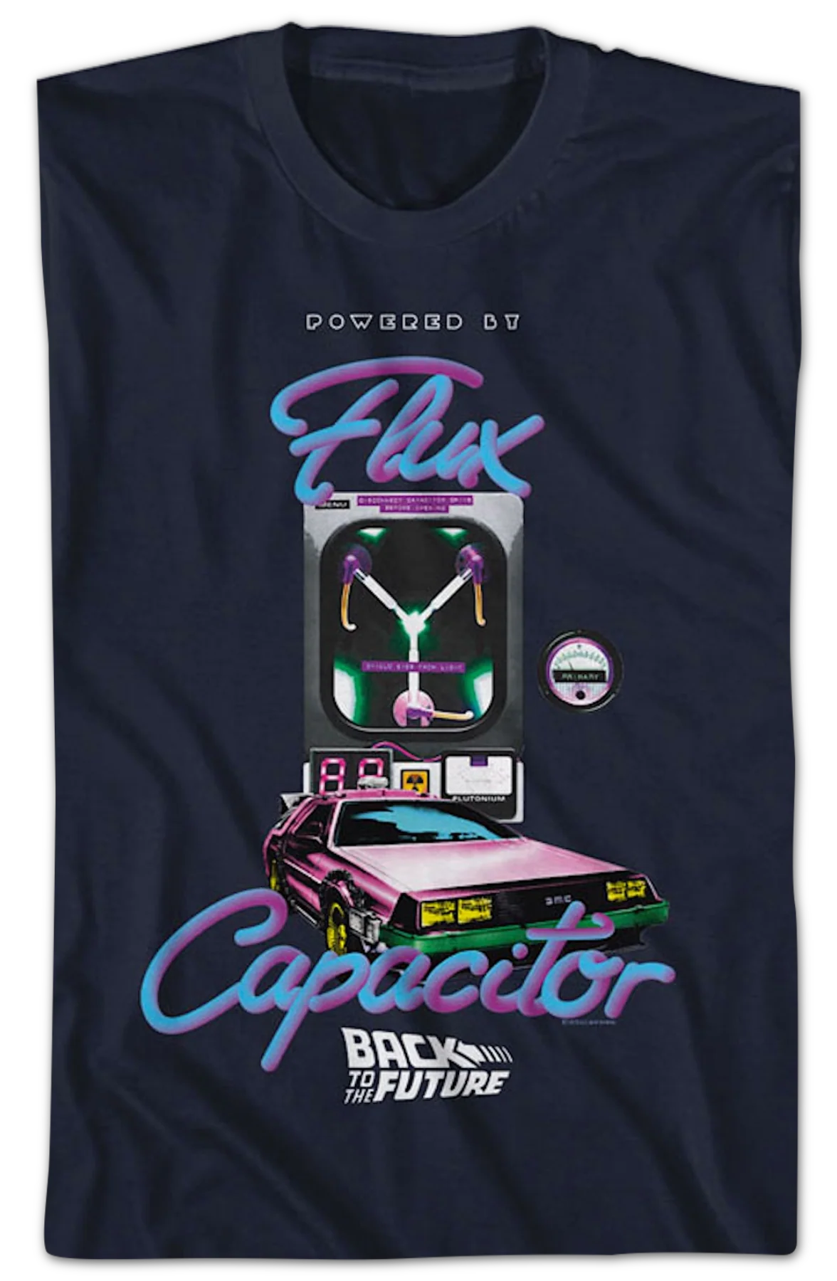 Retro Powered By Flux Capacitor Back To The Future T-Shirt - Image 2