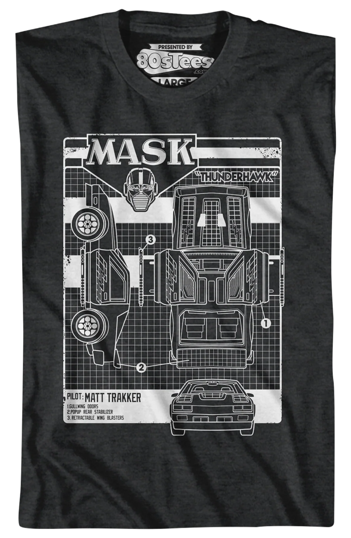 Retro Thunderhawk Schematic MASK T-Shirt - Image 2