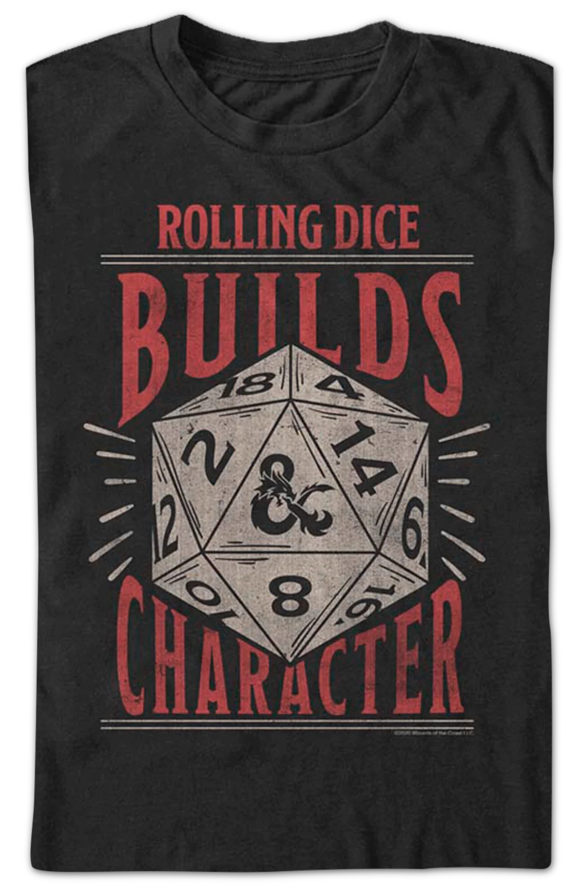 Rolling Dice Builds Character Dungeons & Dragons T-Shirt - Image 2